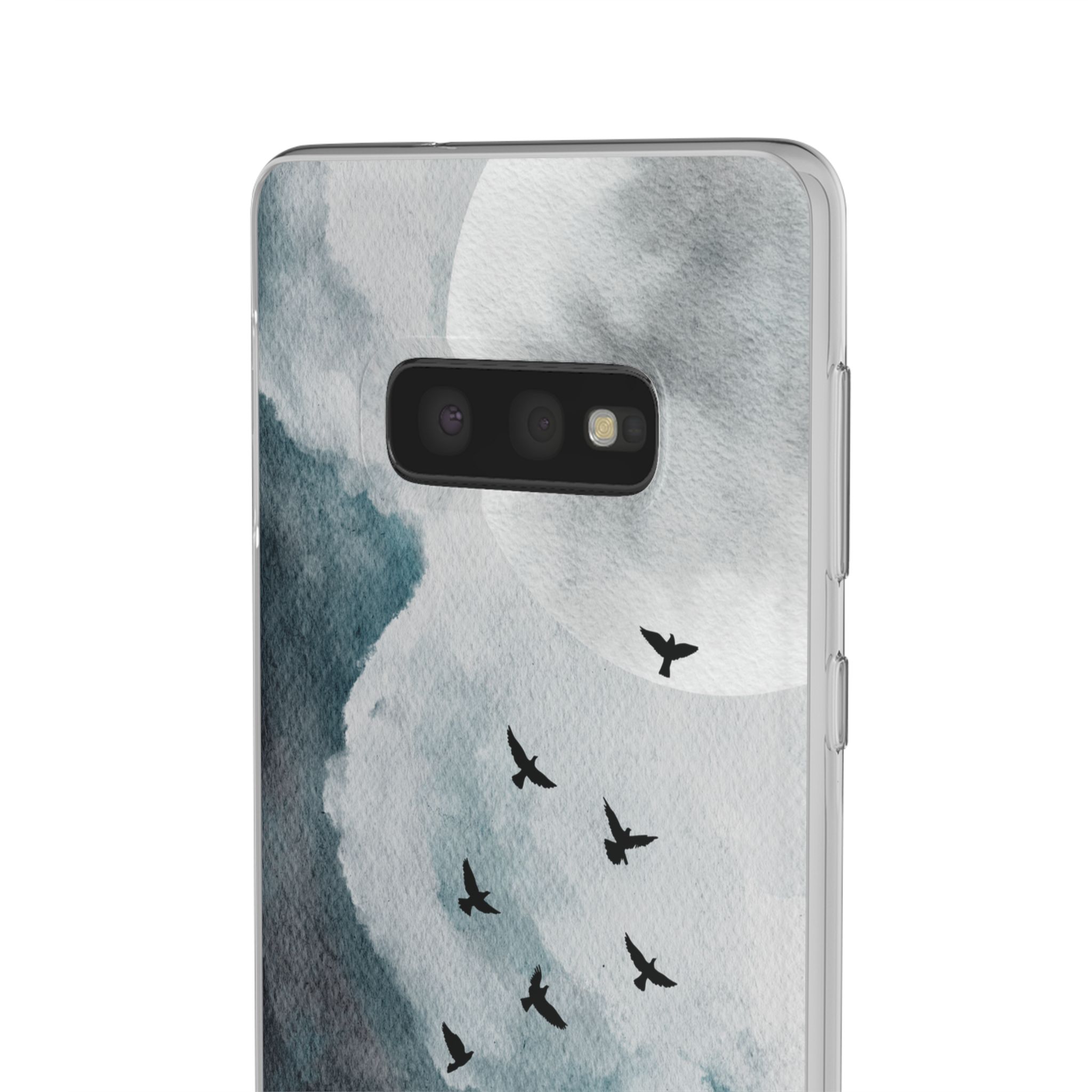 Enchanting Moon & Birds Flexi Case - Watercolor Sky Design - Image 71