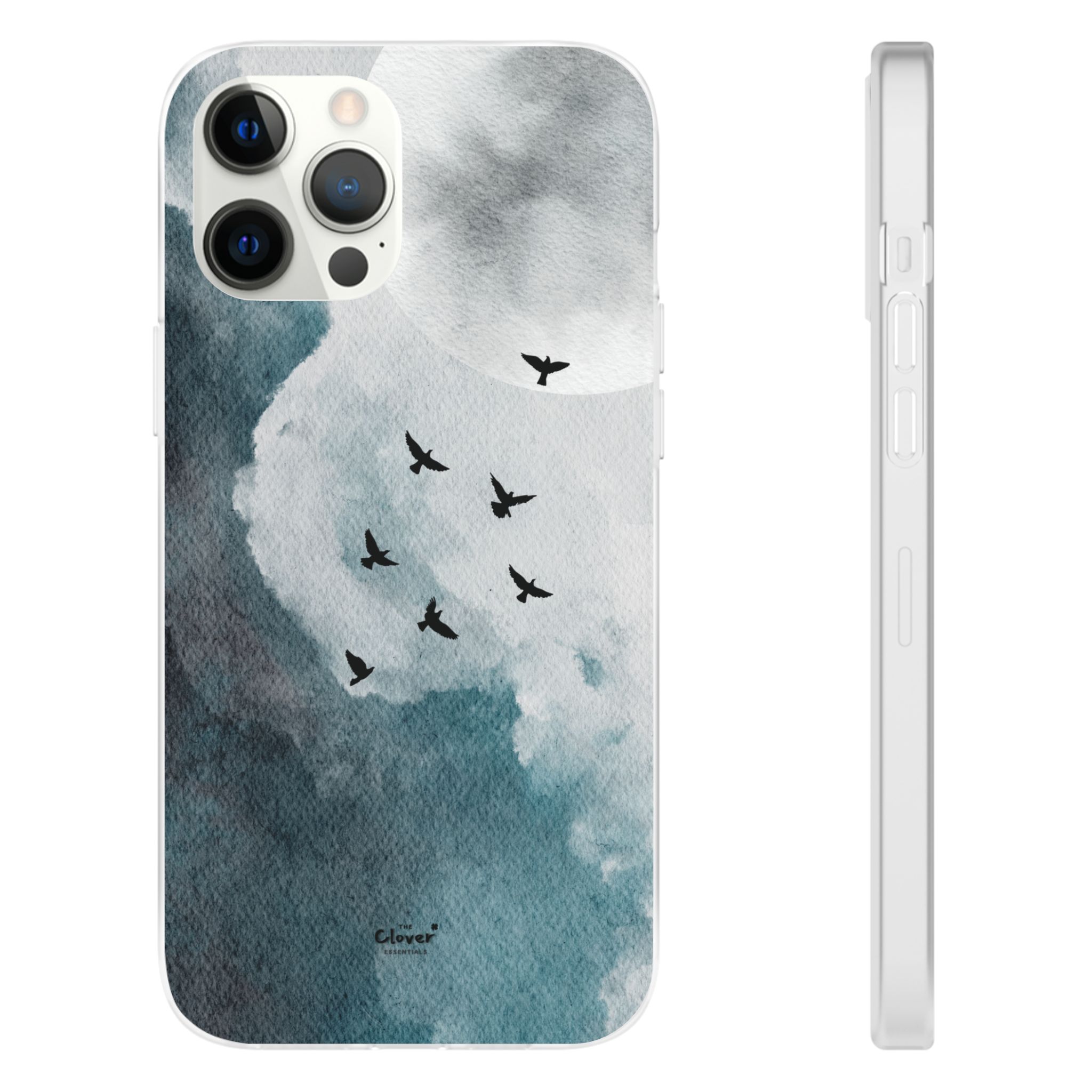 Enchanting Moon & Birds Flexi Case - Watercolor Sky Design - Image 31