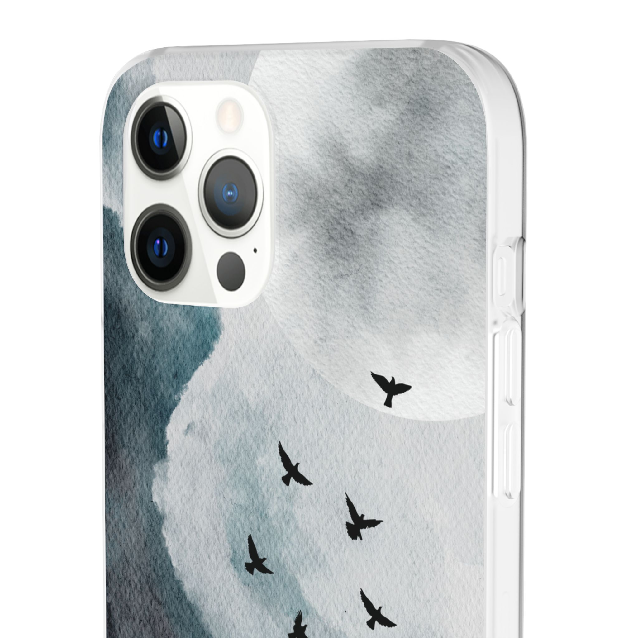 Enchanting Moon & Birds Flexi Case - Watercolor Sky Design - Image 32