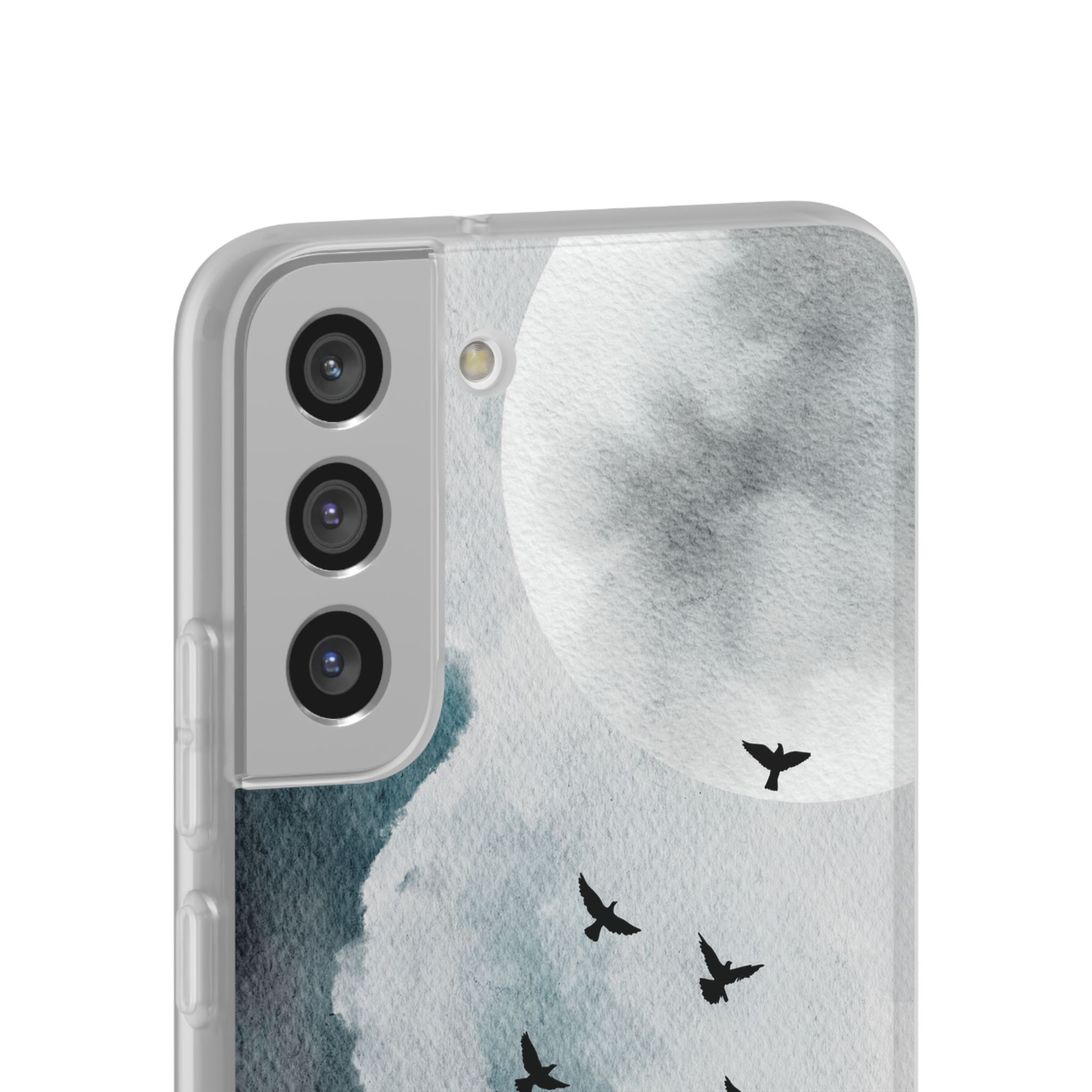 Enchanting Moon & Birds Flexi Case - Watercolor Sky Design - Image 128