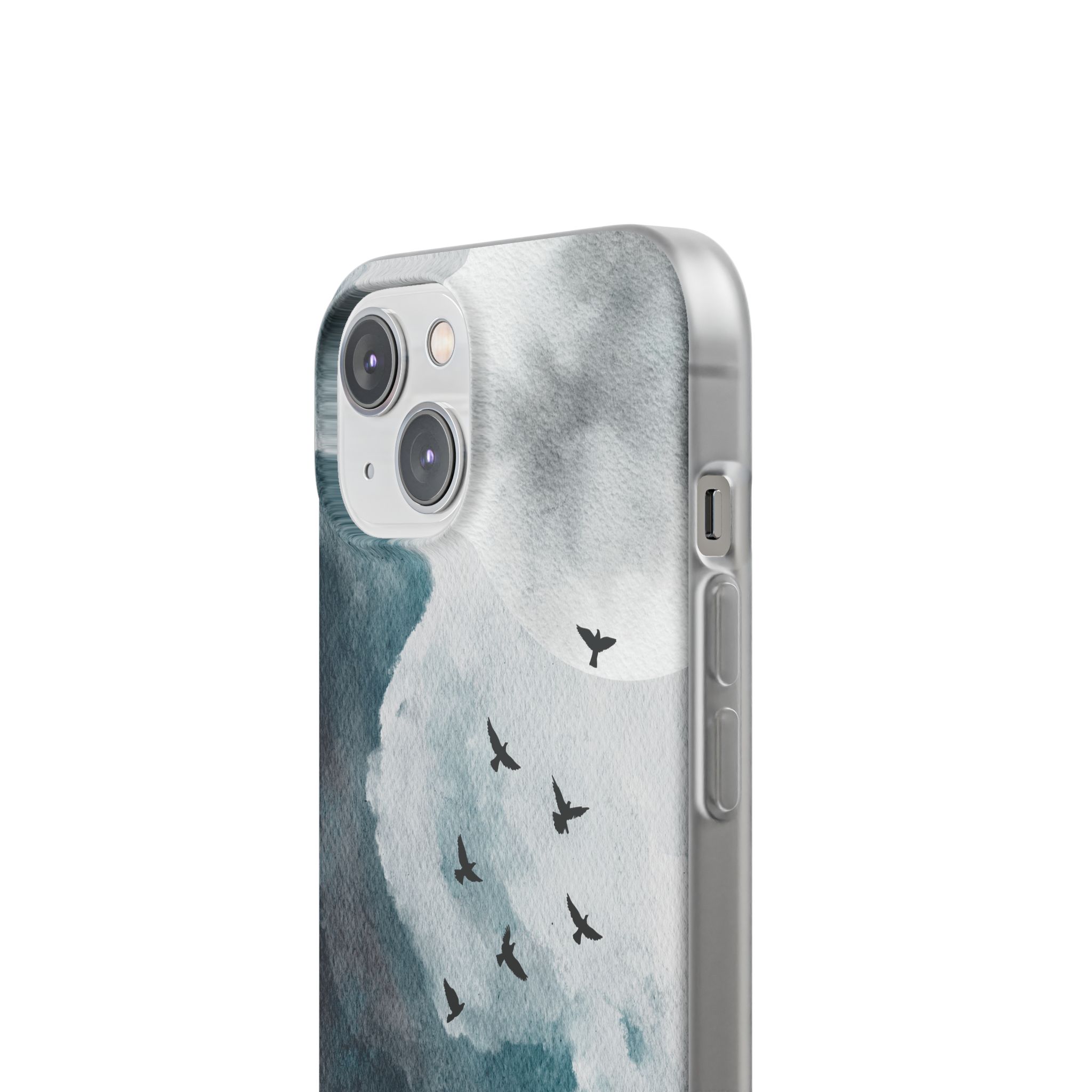 Enchanting Moon & Birds Flexi Case - Watercolor Sky Design - Image 173