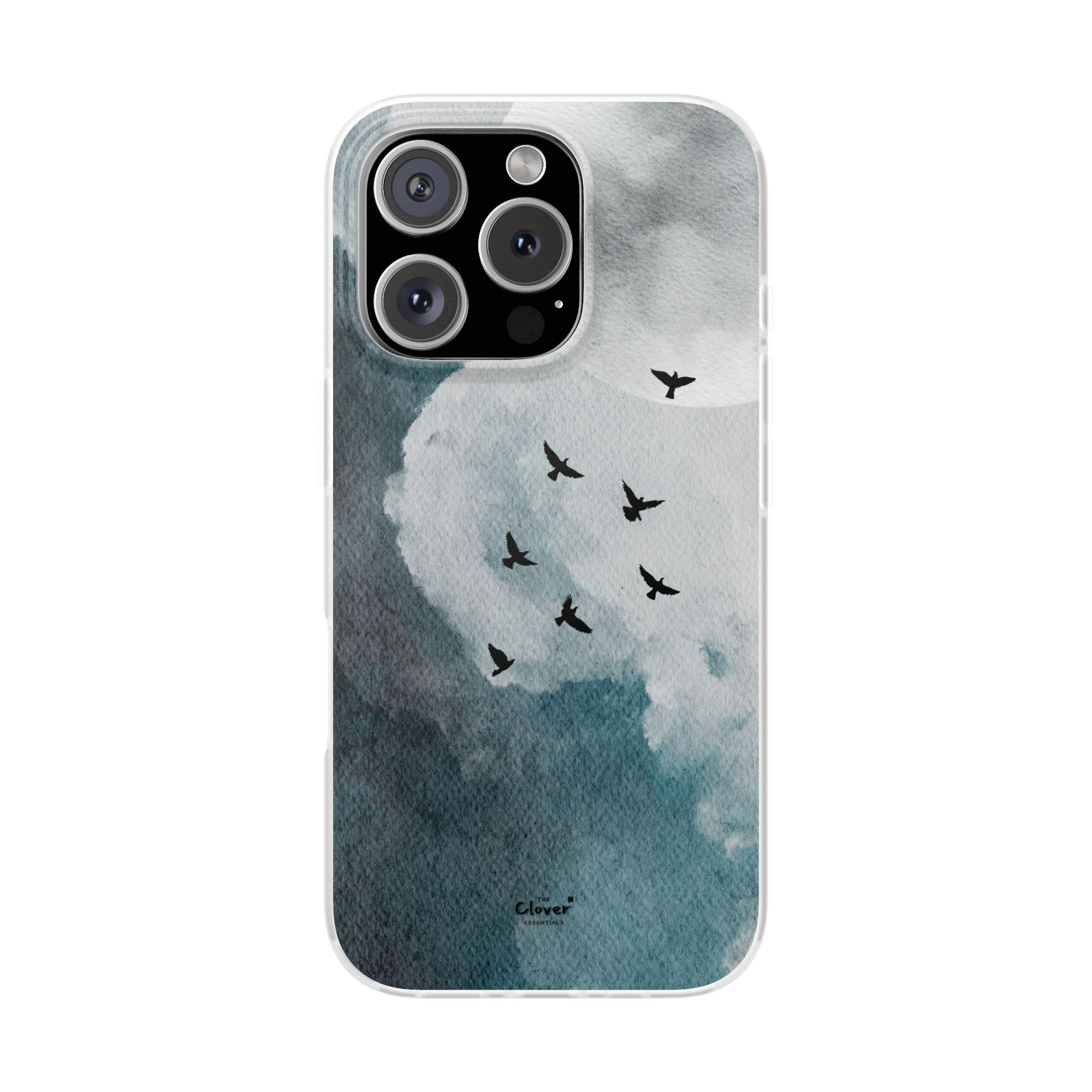 Enchanting Moon & Birds Flexi Case - Watercolor Sky Design - Image 232