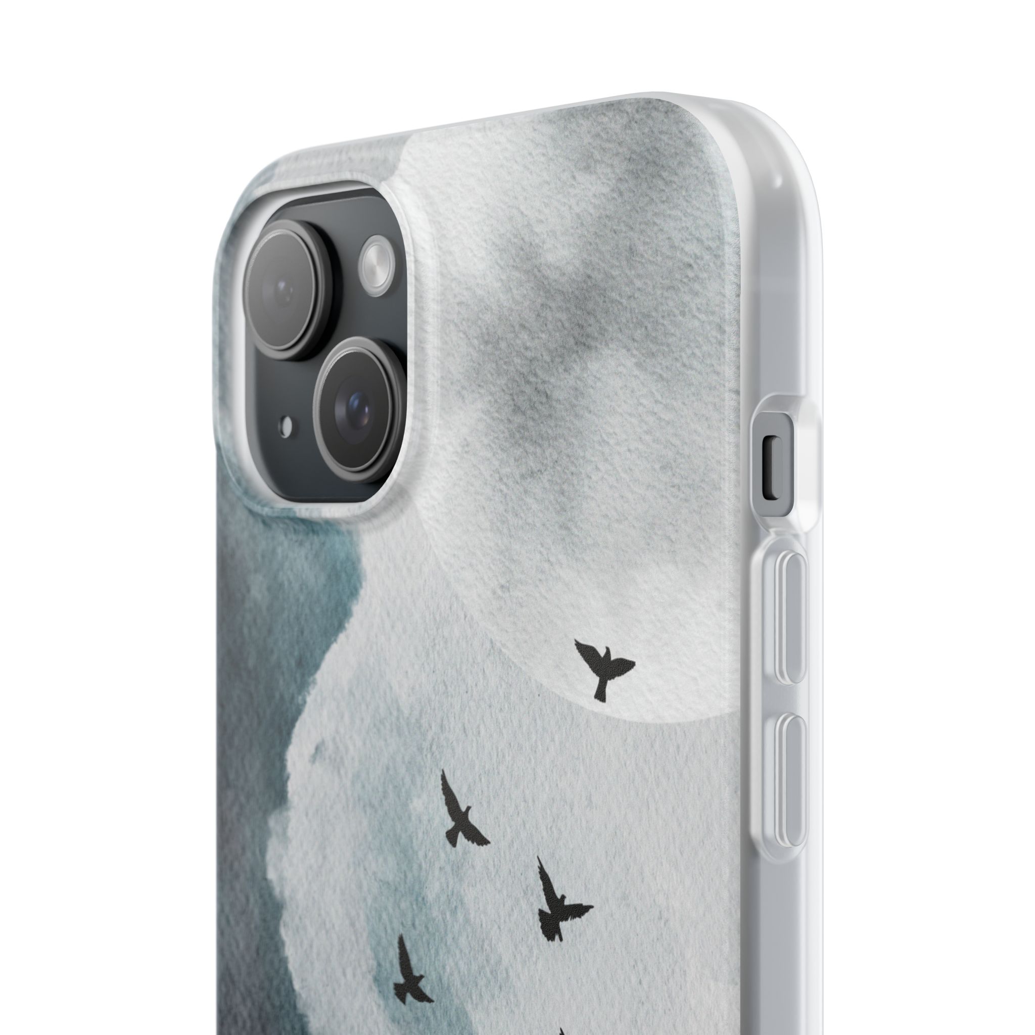 Enchanting Moon & Birds Flexi Case - Watercolor Sky Design - Image 227