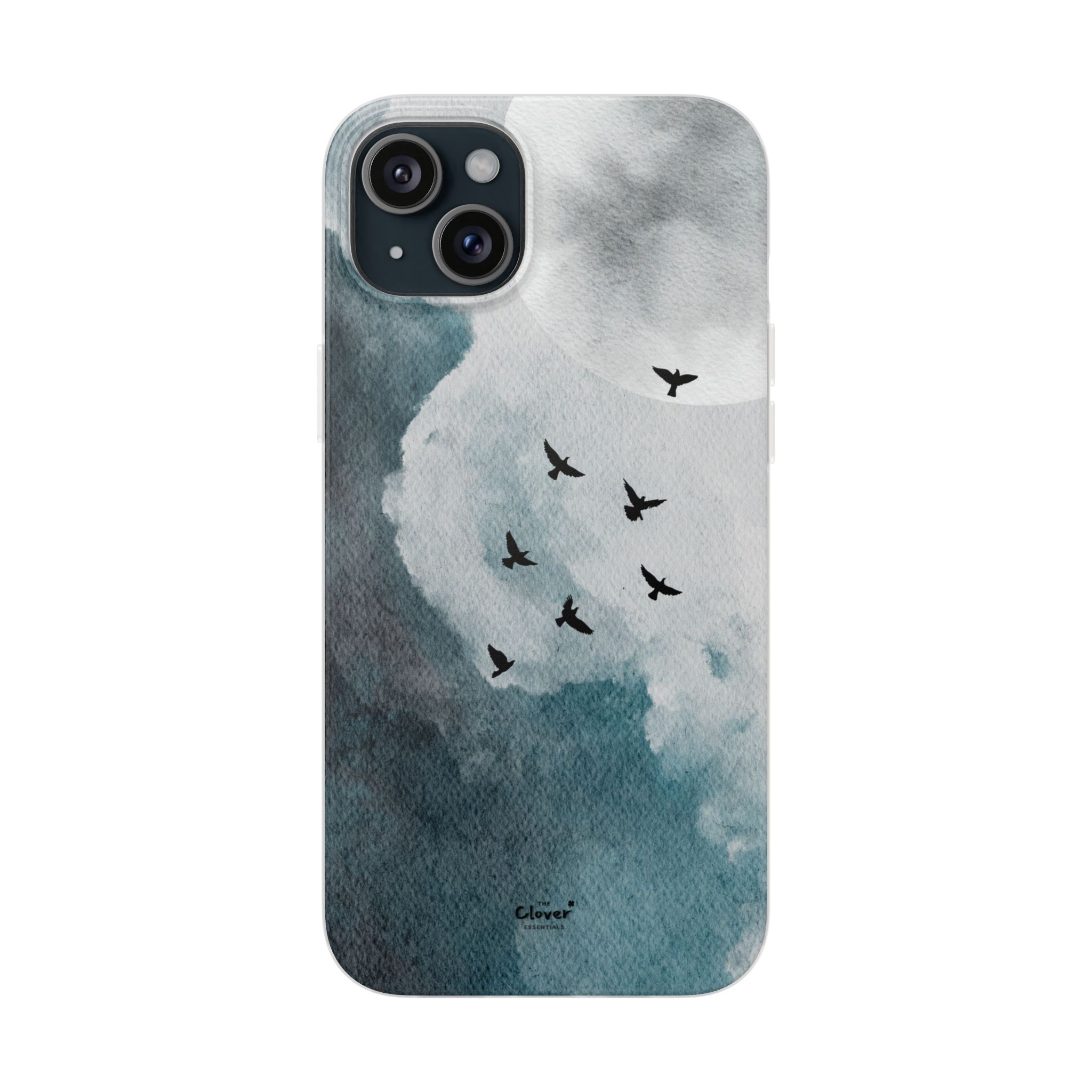Enchanting Moon & Birds Flexi Case - Watercolor Sky Design - Image 224
