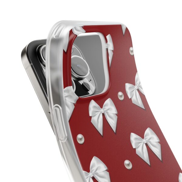 Flexi Case - Elegant Pearl & Bow Red Flexi Case - Holiday Gift for Fashion Lovers - Image 3