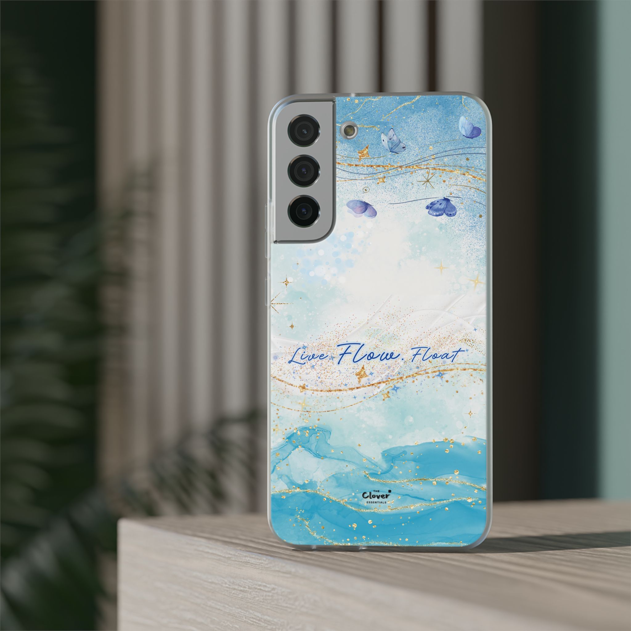 "Live. Flow. Float." — Serene Butterfly Flexi Phone Case - Image 140