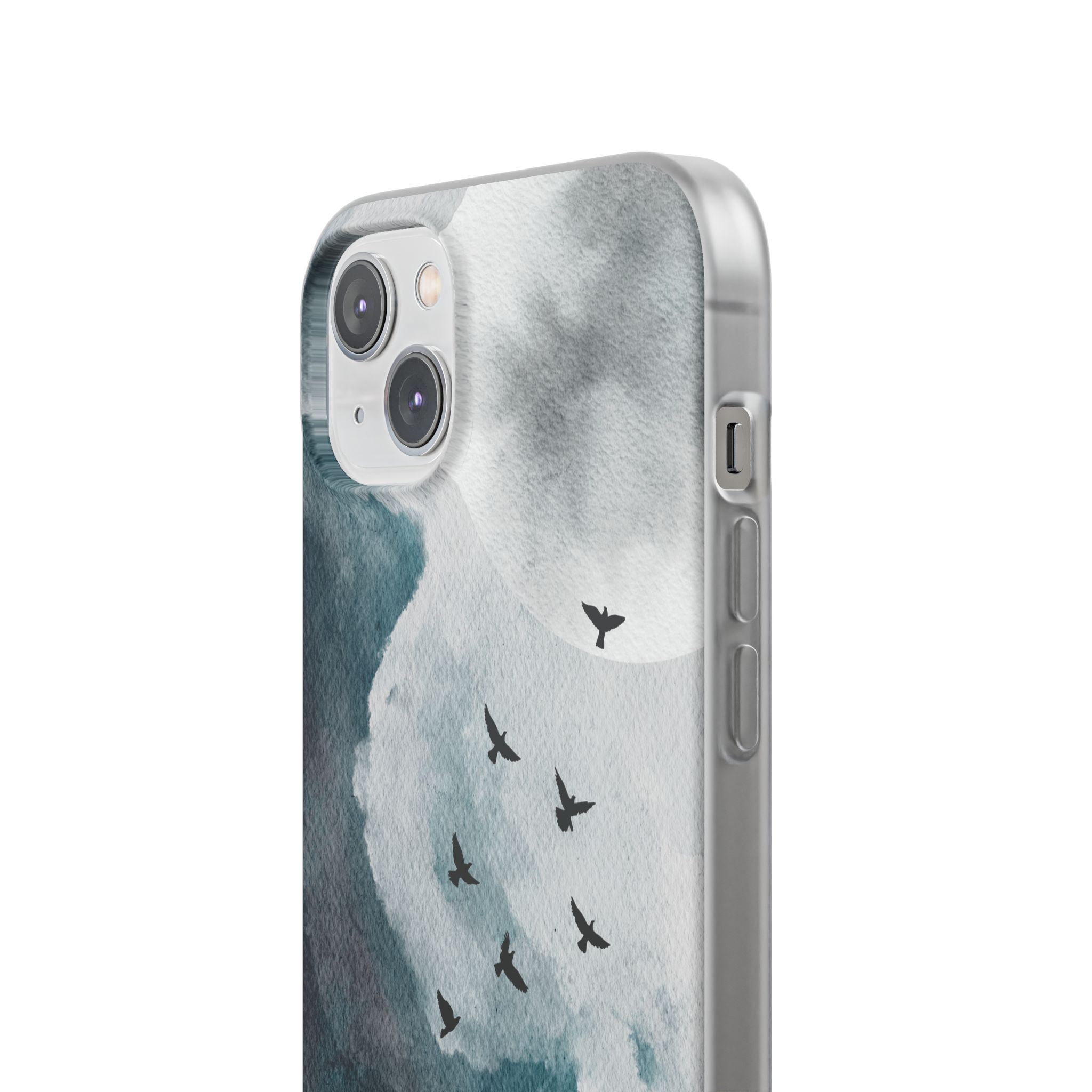 Enchanting Moon & Birds Flexi Case - Watercolor Sky Design - Image 153