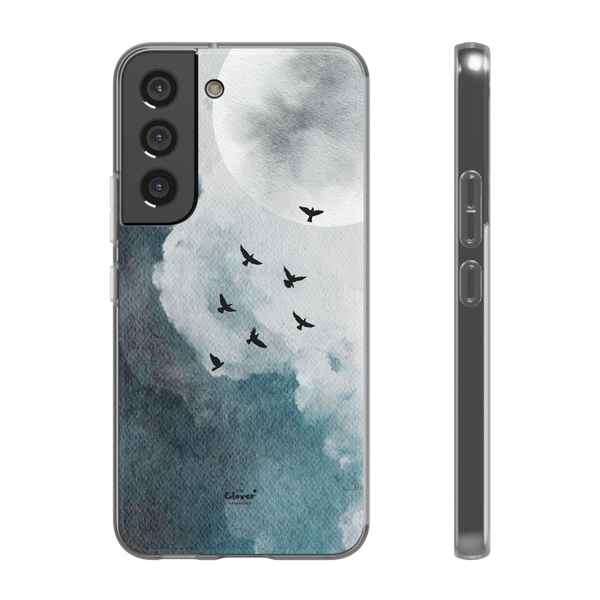 Enchanting Moon & Birds Flexi Case - Watercolor Sky Design - Image 123