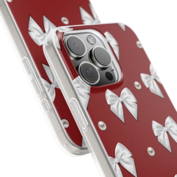 Flexi Case - Elegant Pearl & Bow Red Flexi Case - Holiday Gift for Fashion Lovers - Image 2