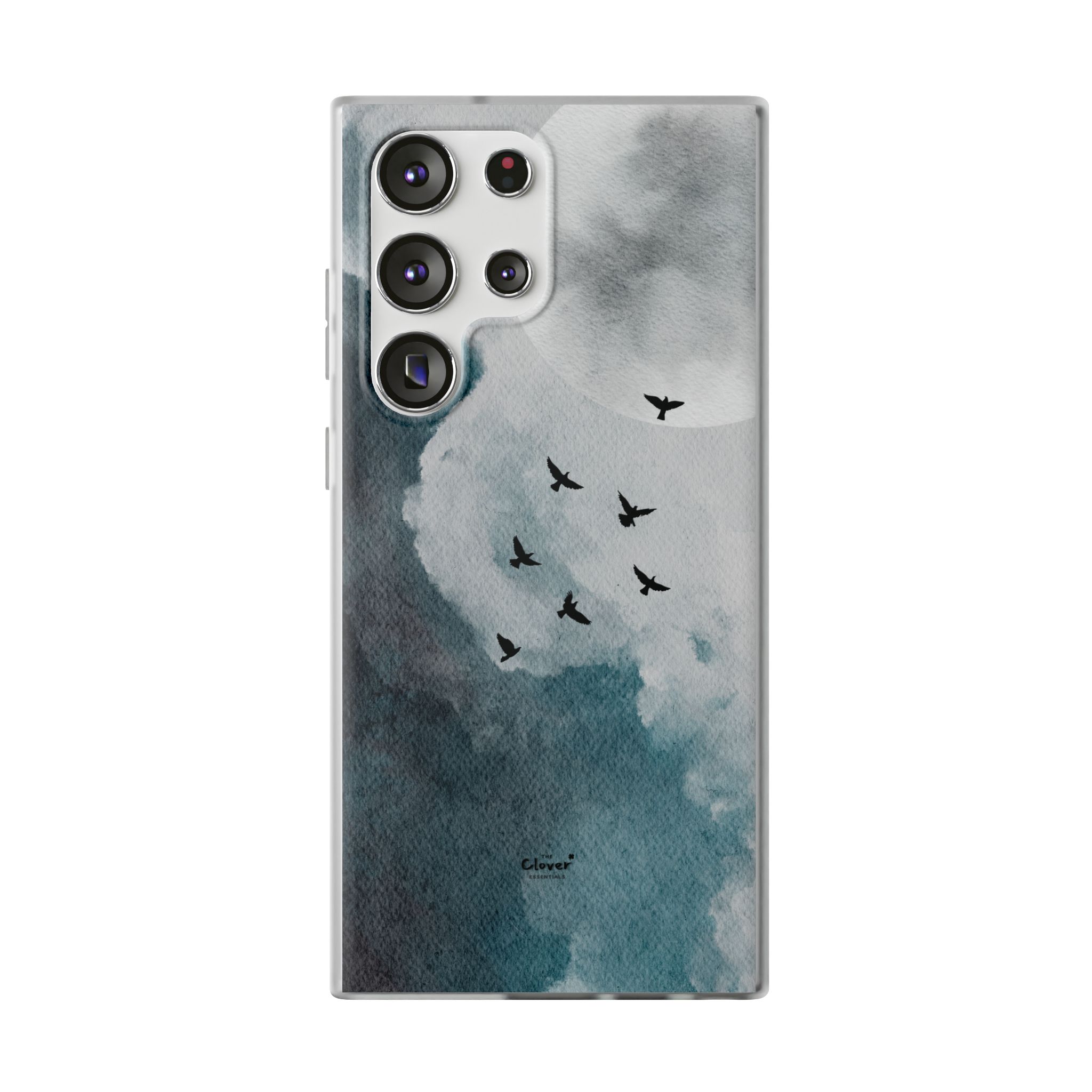 Enchanting Moon & Birds Flexi Case - Watercolor Sky Design - Image 196