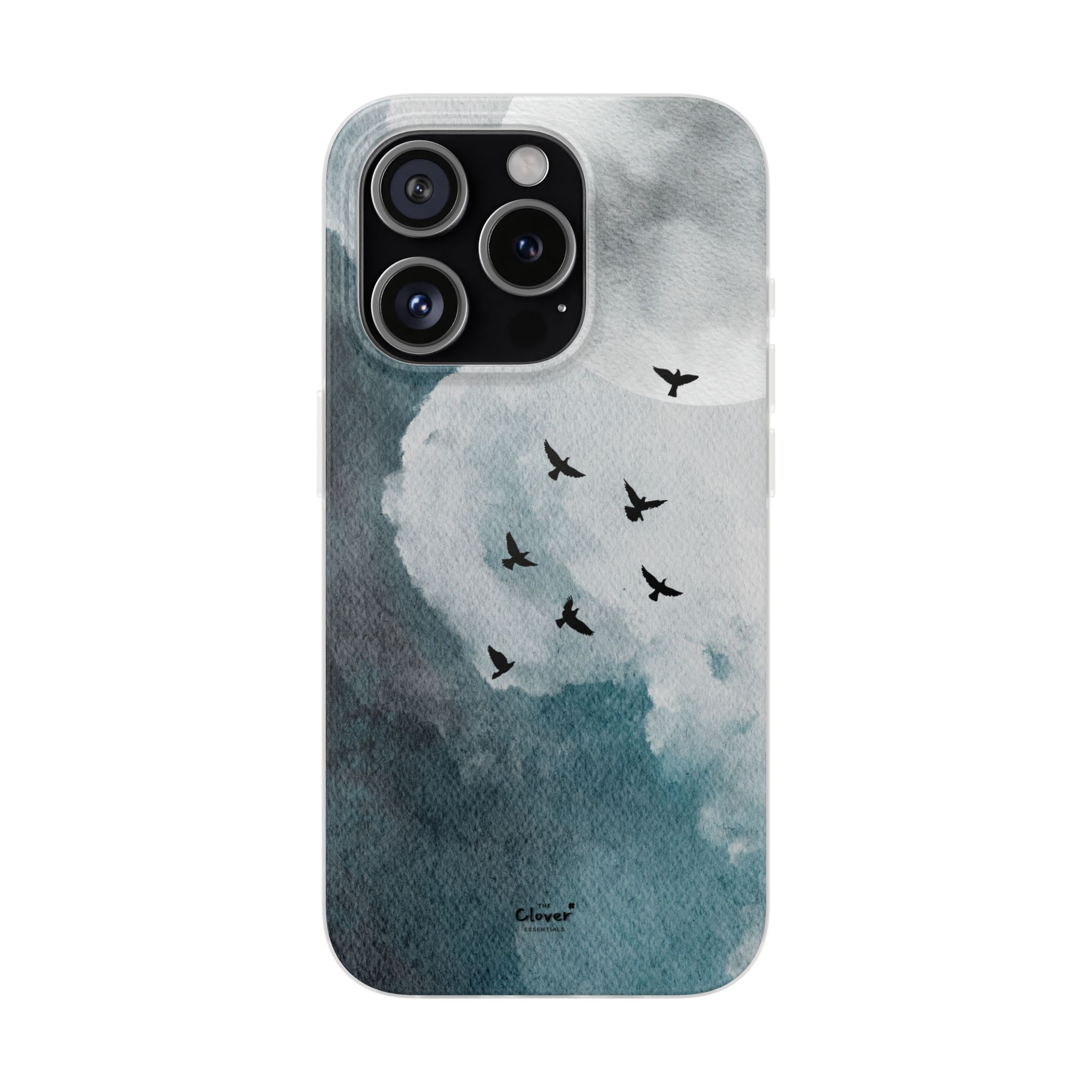 Enchanting Moon & Birds Flexi Case - Watercolor Sky Design - Image 220