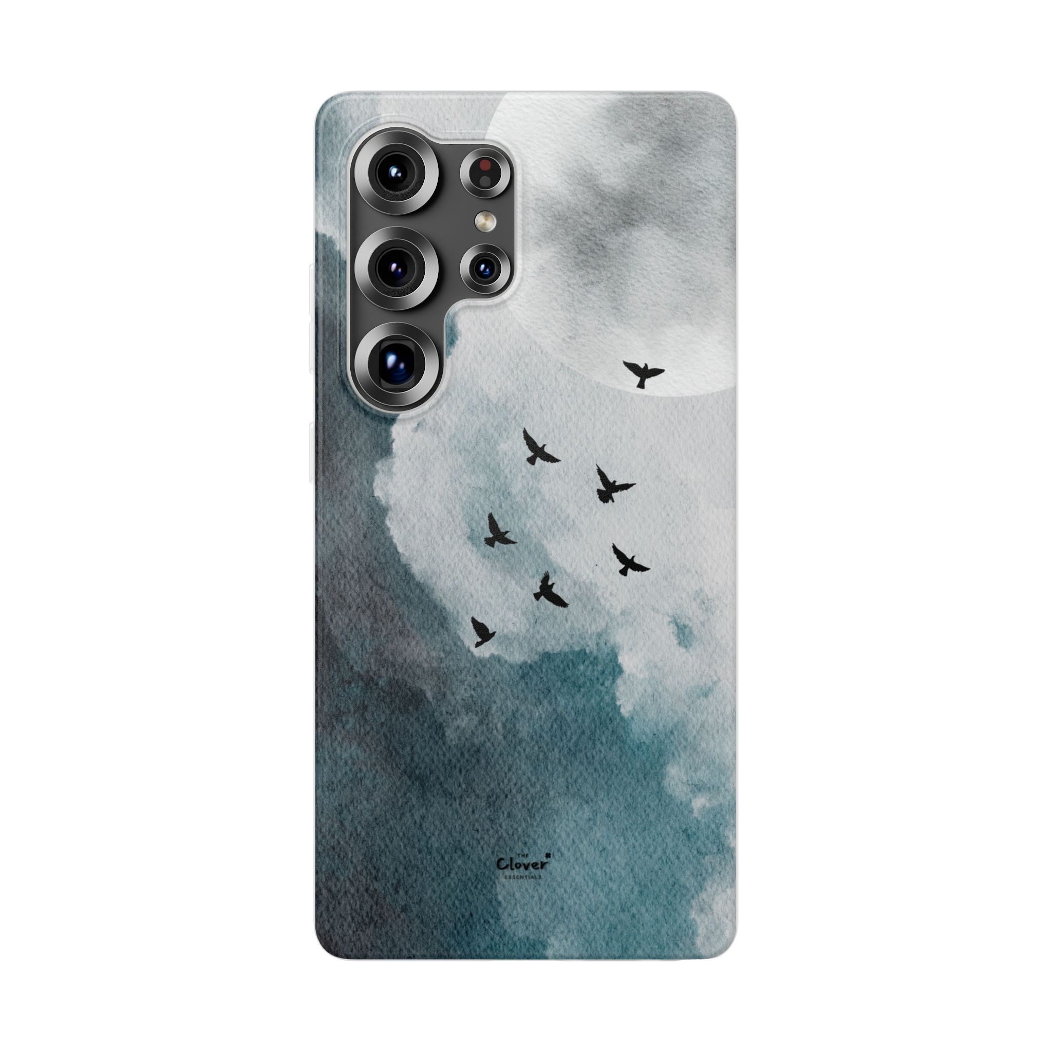 Enchanting Moon & Birds Flexi Case - Watercolor Sky Design - Image 243