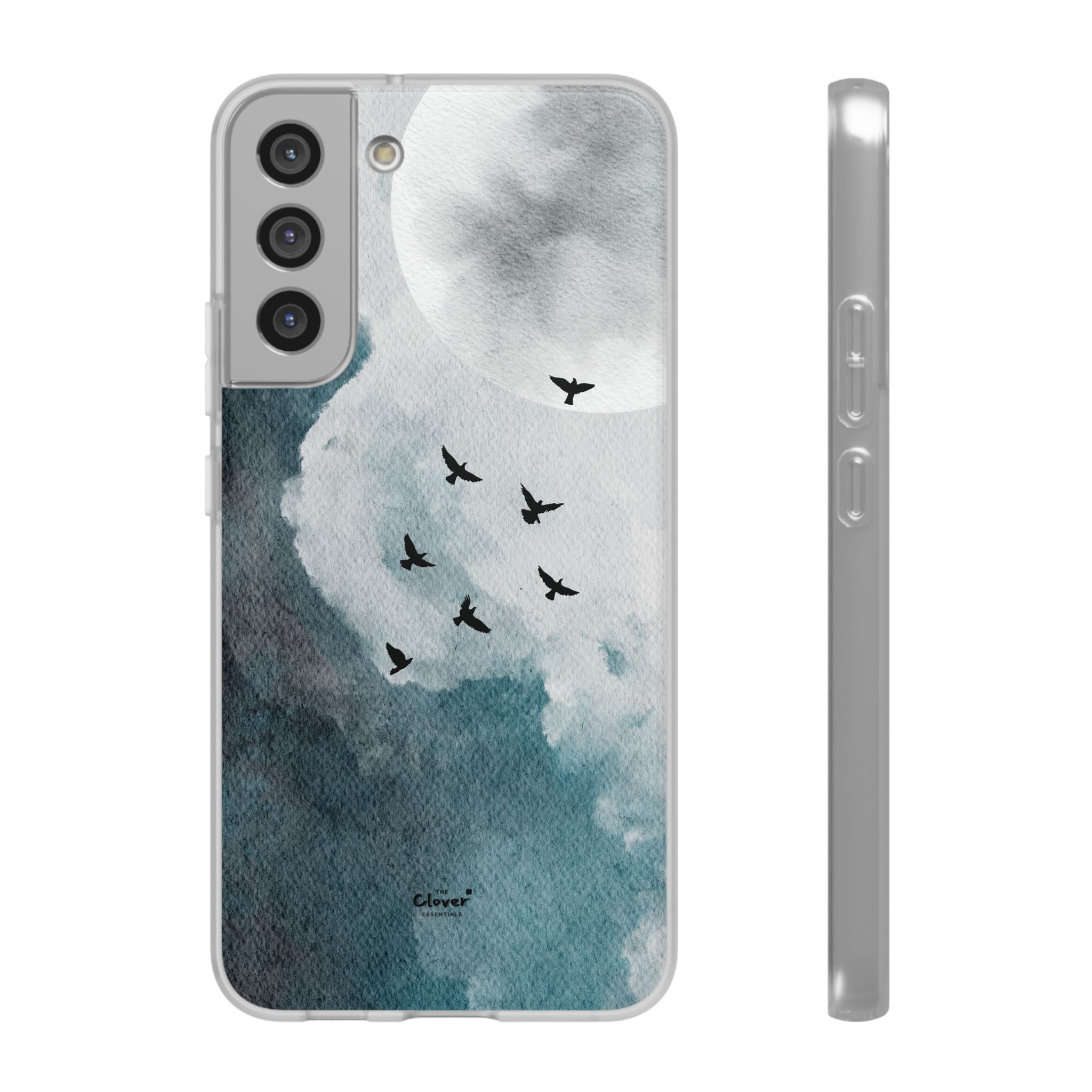 Enchanting Moon & Birds Flexi Case - Watercolor Sky Design - Image 138