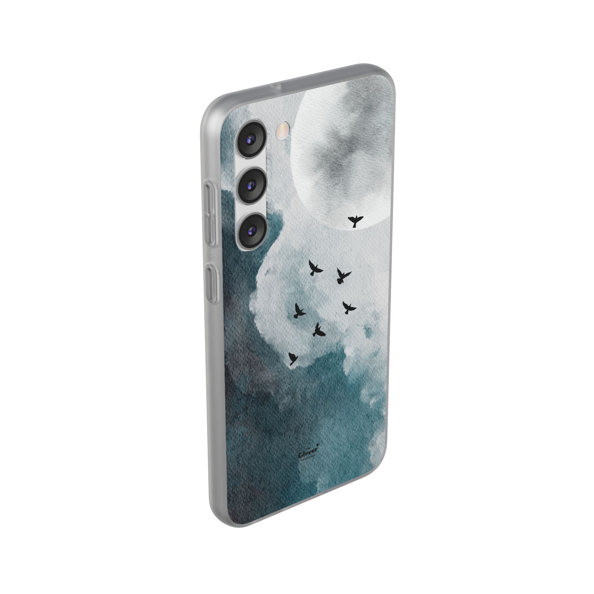 Enchanting Moon & Birds Flexi Case - Watercolor Sky Design - Image 194