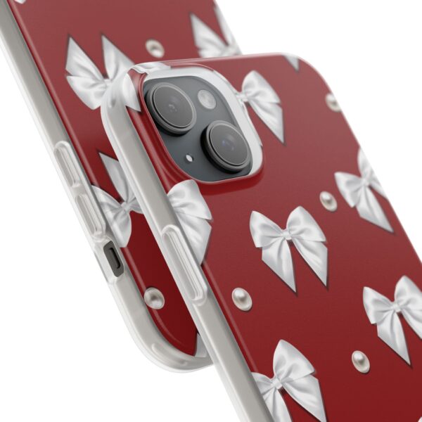 Flexi Case - Elegant Pearl & Bow Red Flexi Case - Holiday Gift for Fashion Lovers - Image 205