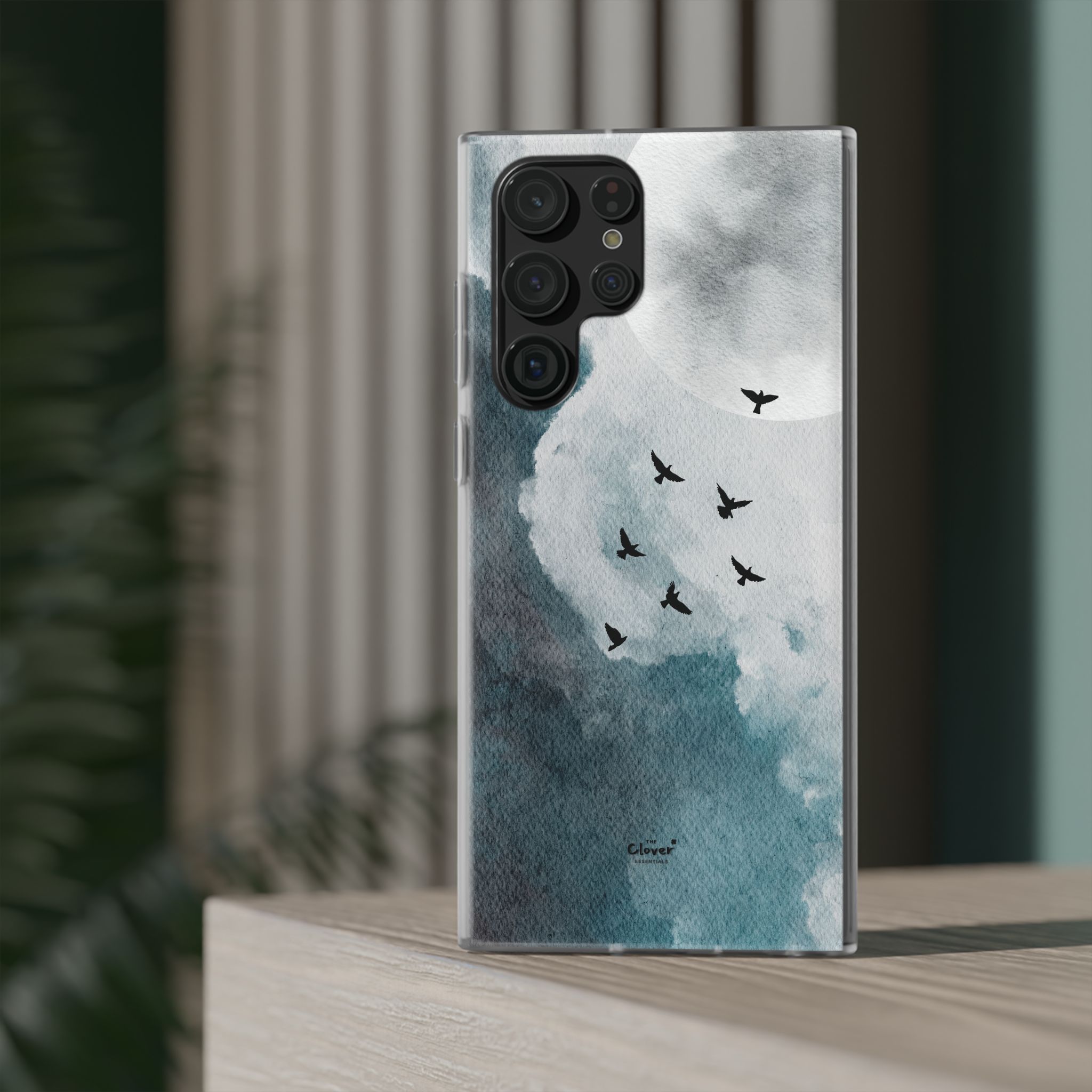 Enchanting Moon & Birds Flexi Case - Watercolor Sky Design - Image 143