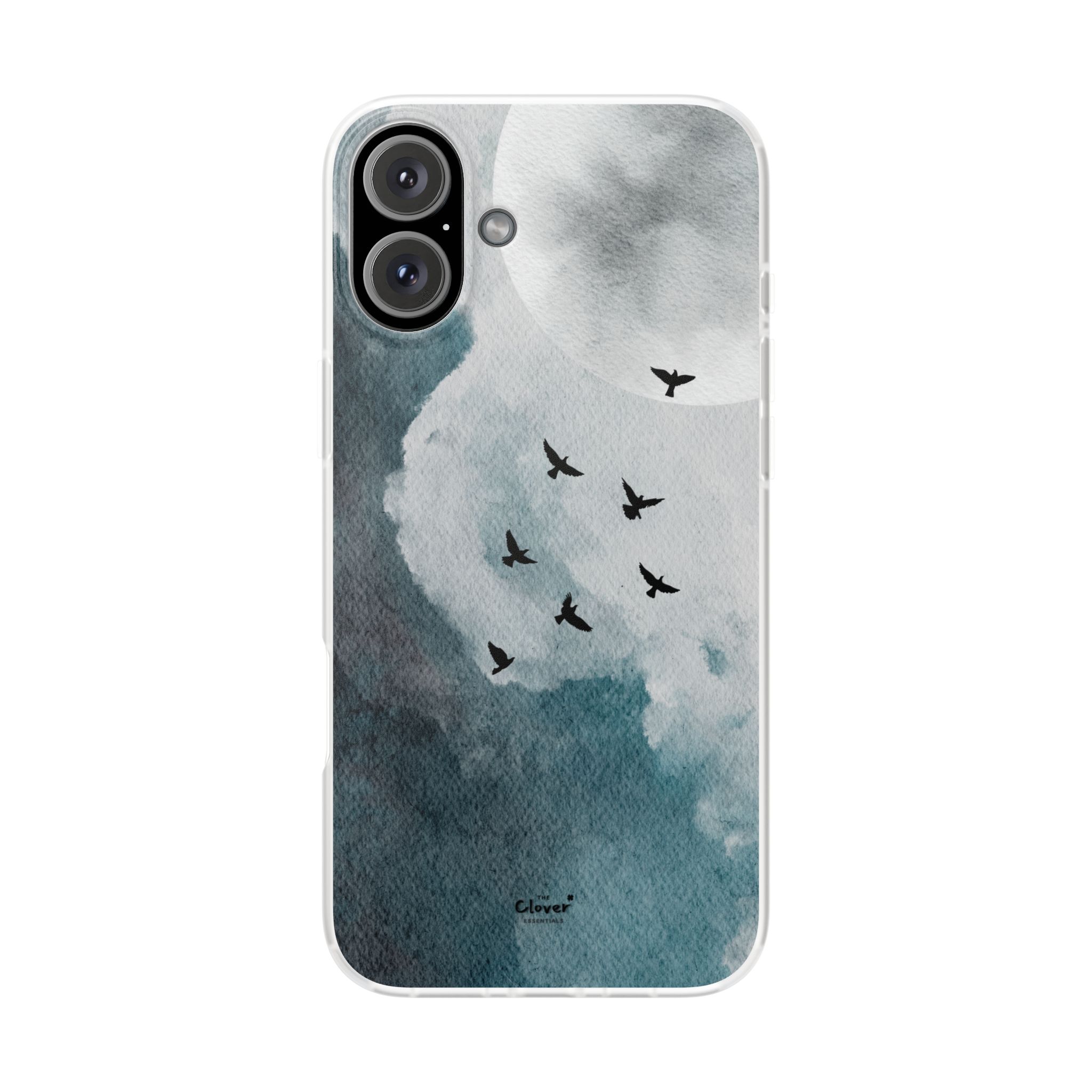 Enchanting Moon & Birds Flexi Case - Watercolor Sky Design - Image 238