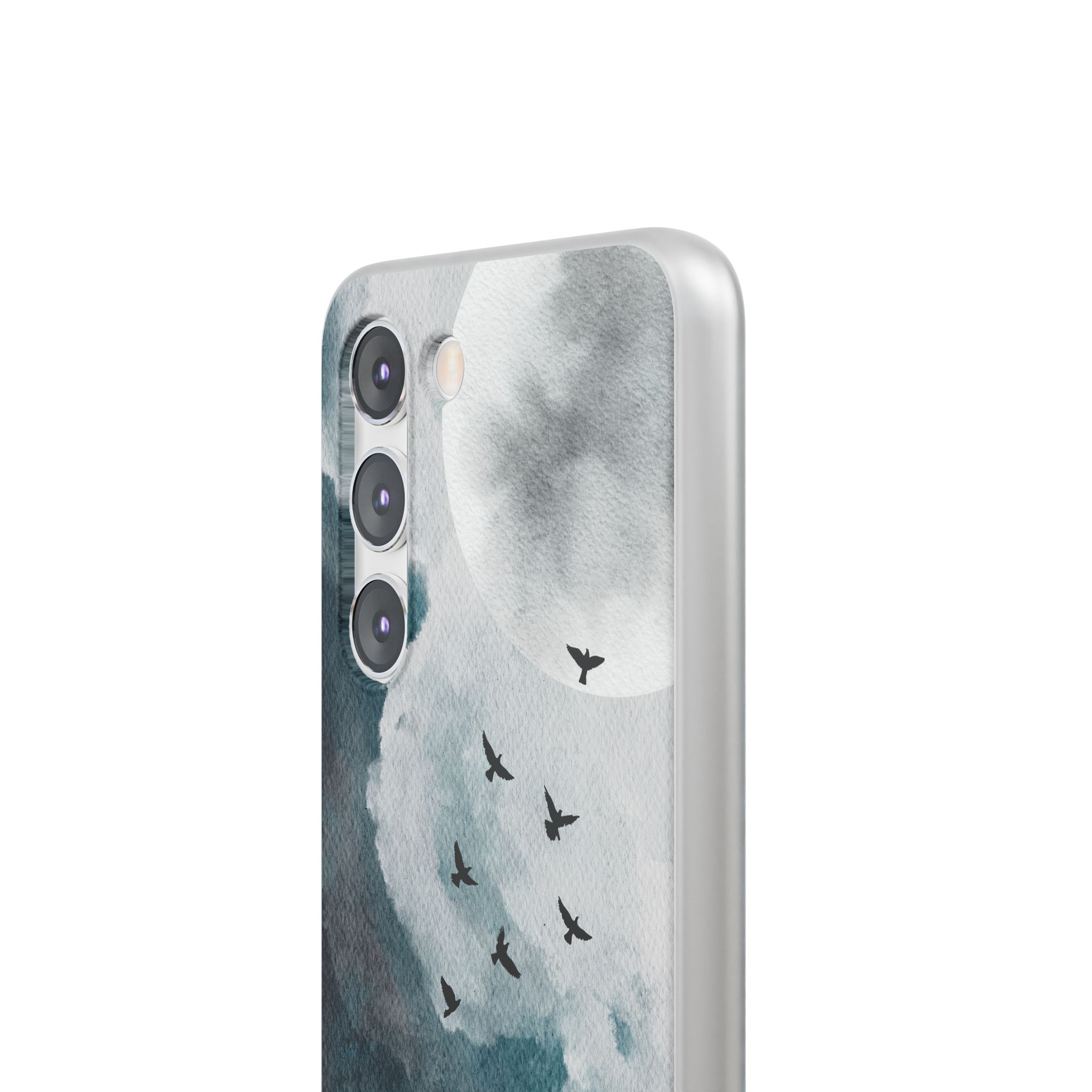 Enchanting Moon & Birds Flexi Case - Watercolor Sky Design - Image 161