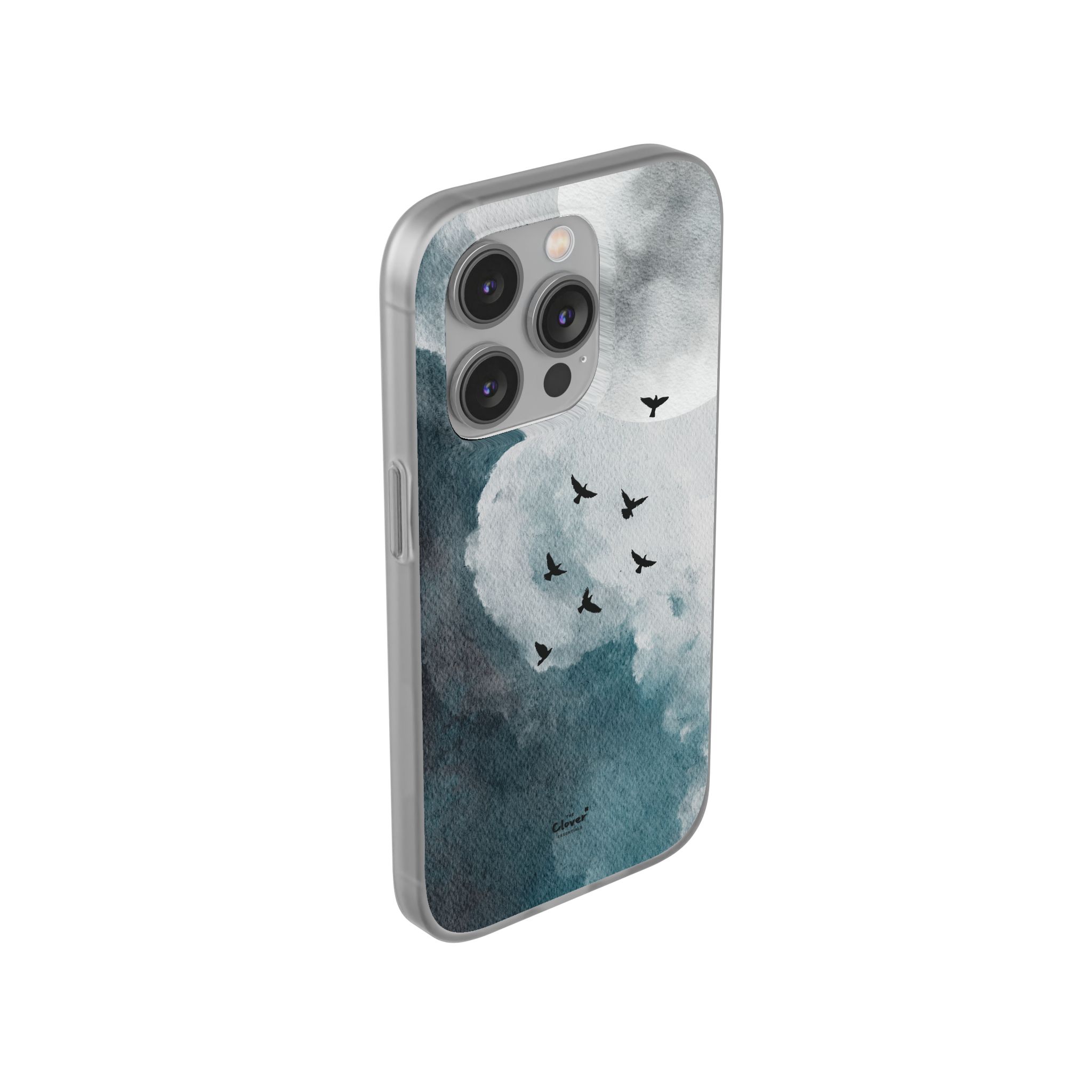 Enchanting Moon & Birds Flexi Case - Watercolor Sky Design - Image 150