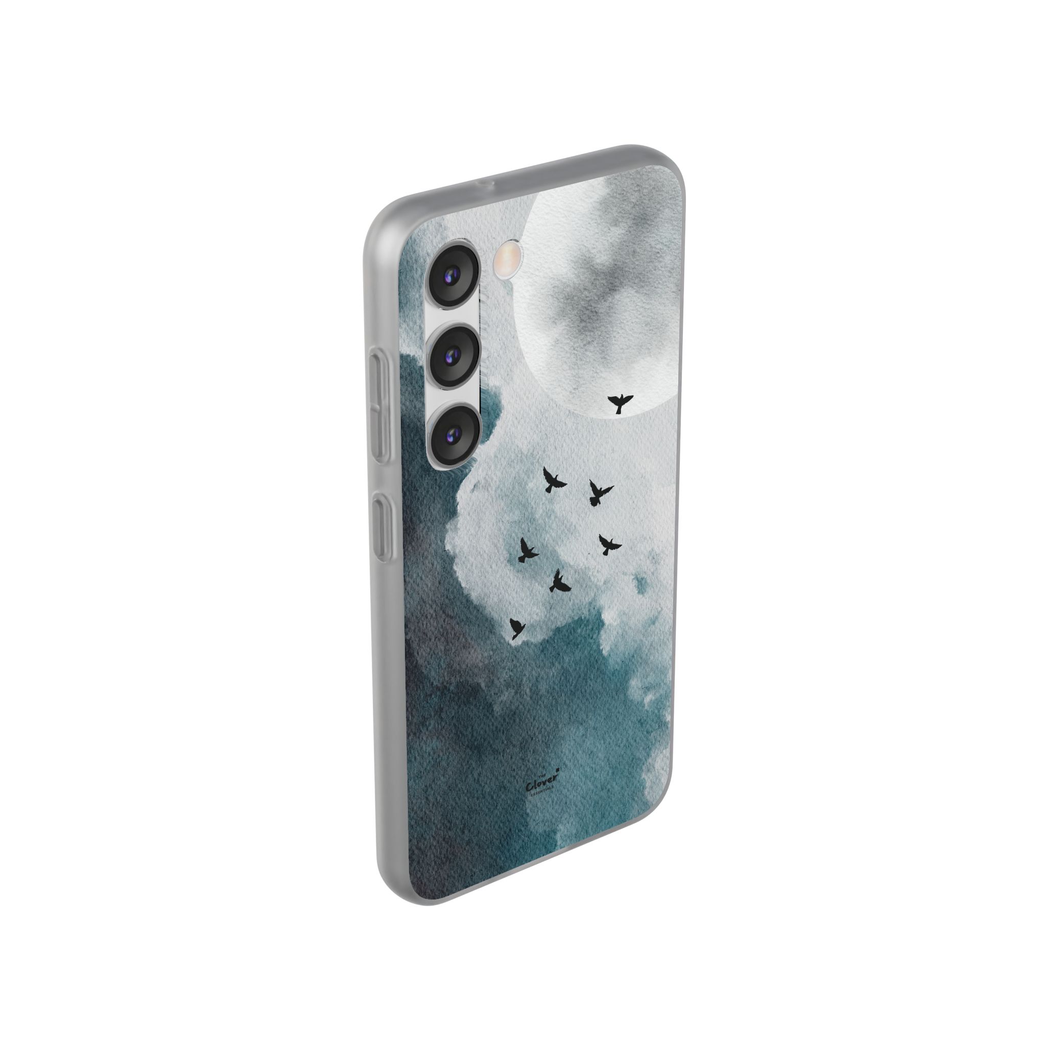 Enchanting Moon & Birds Flexi Case - Watercolor Sky Design - Image 190