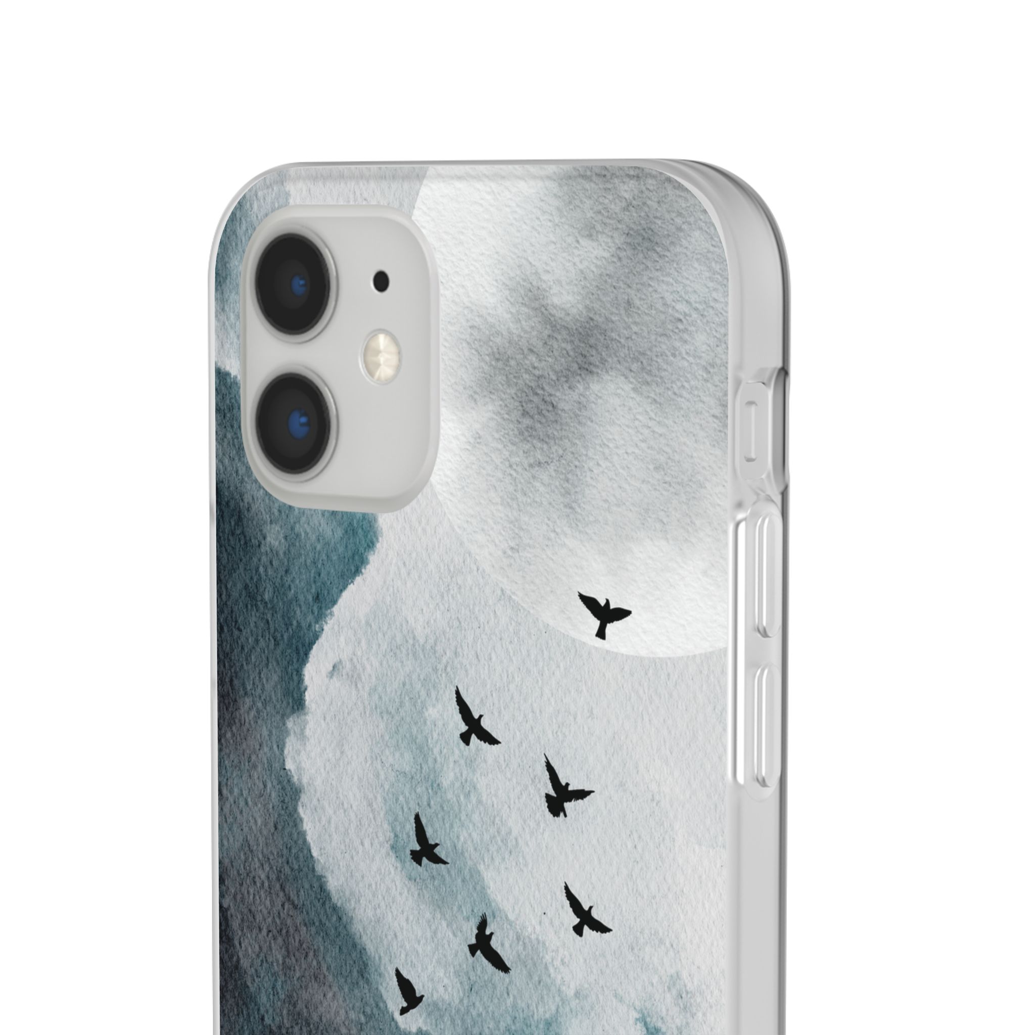 Enchanting Moon & Birds Flexi Case - Watercolor Sky Design - Image 51