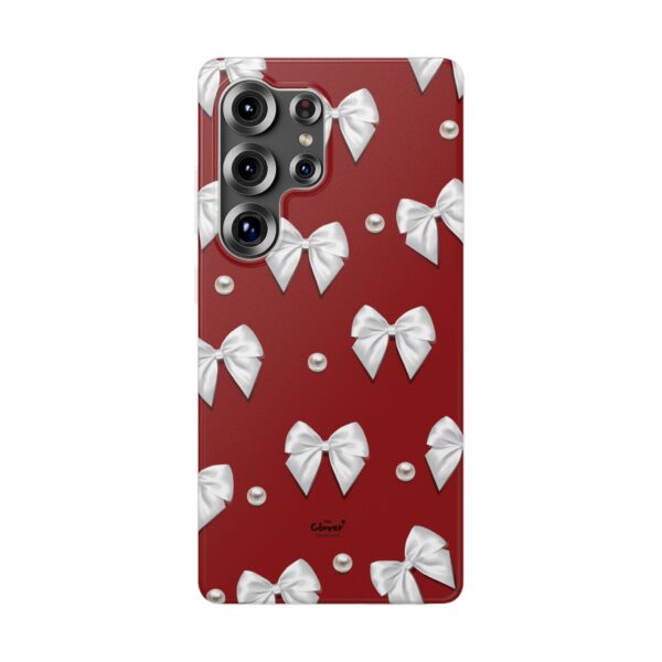 Flexi Case - Elegant Pearl & Bow Red Flexi Case - Holiday Gift for Fashion Lovers - Image 222