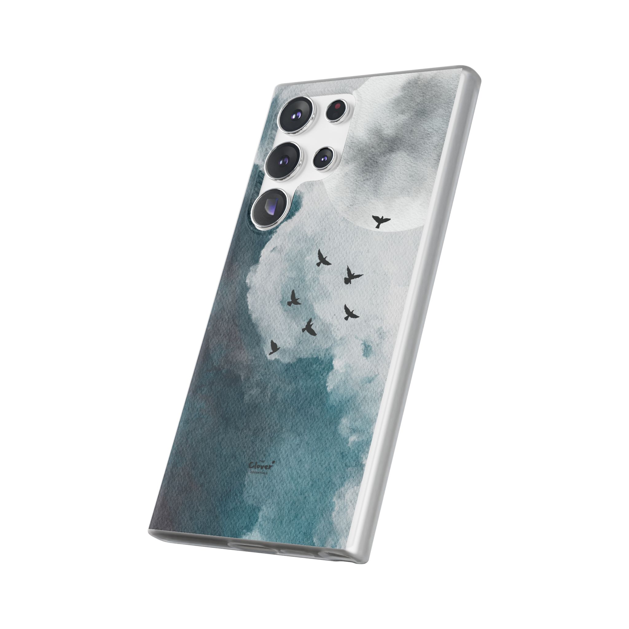 Enchanting Moon & Birds Flexi Case - Watercolor Sky Design - Image 171