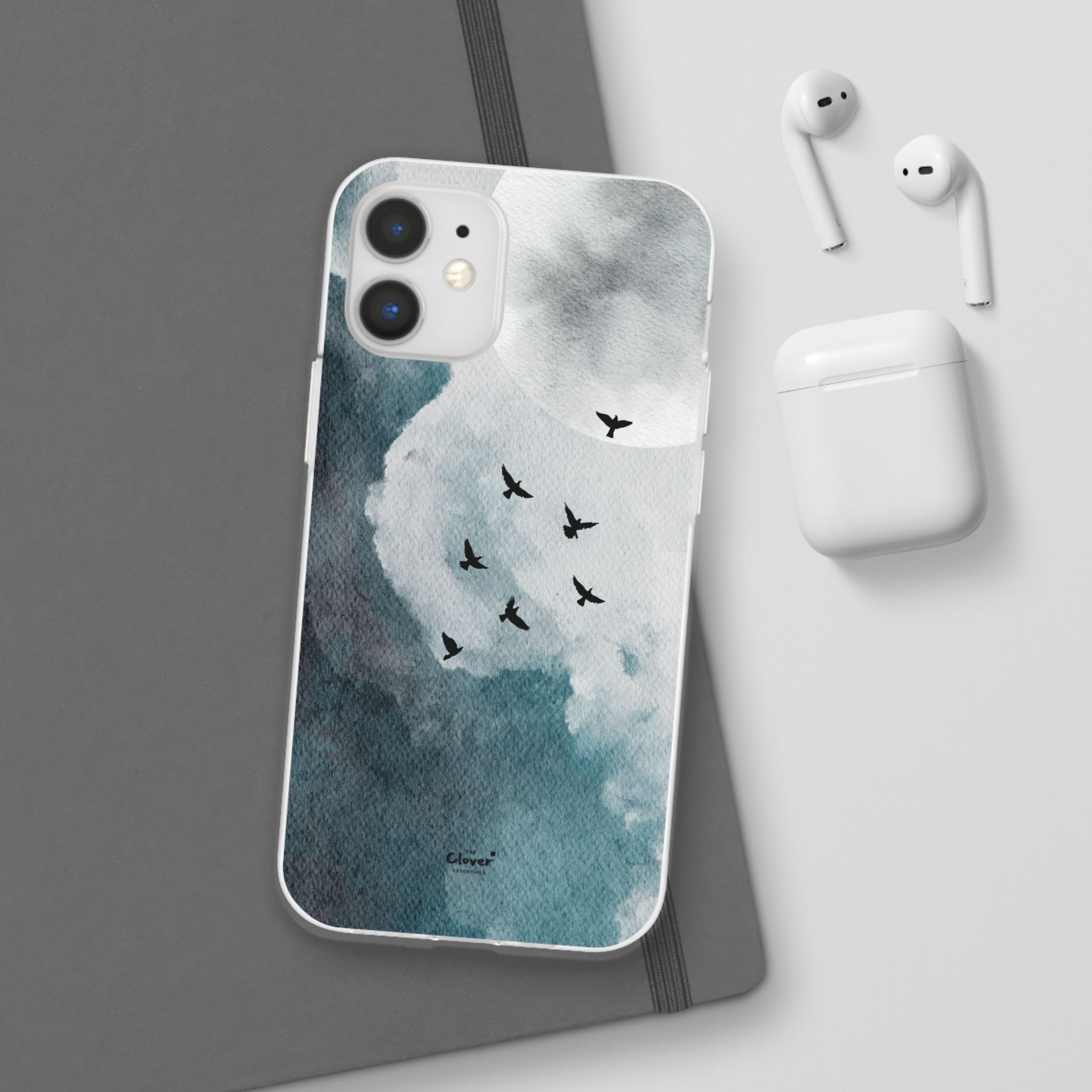 Enchanting Moon & Birds Flexi Case - Watercolor Sky Design - Image 52