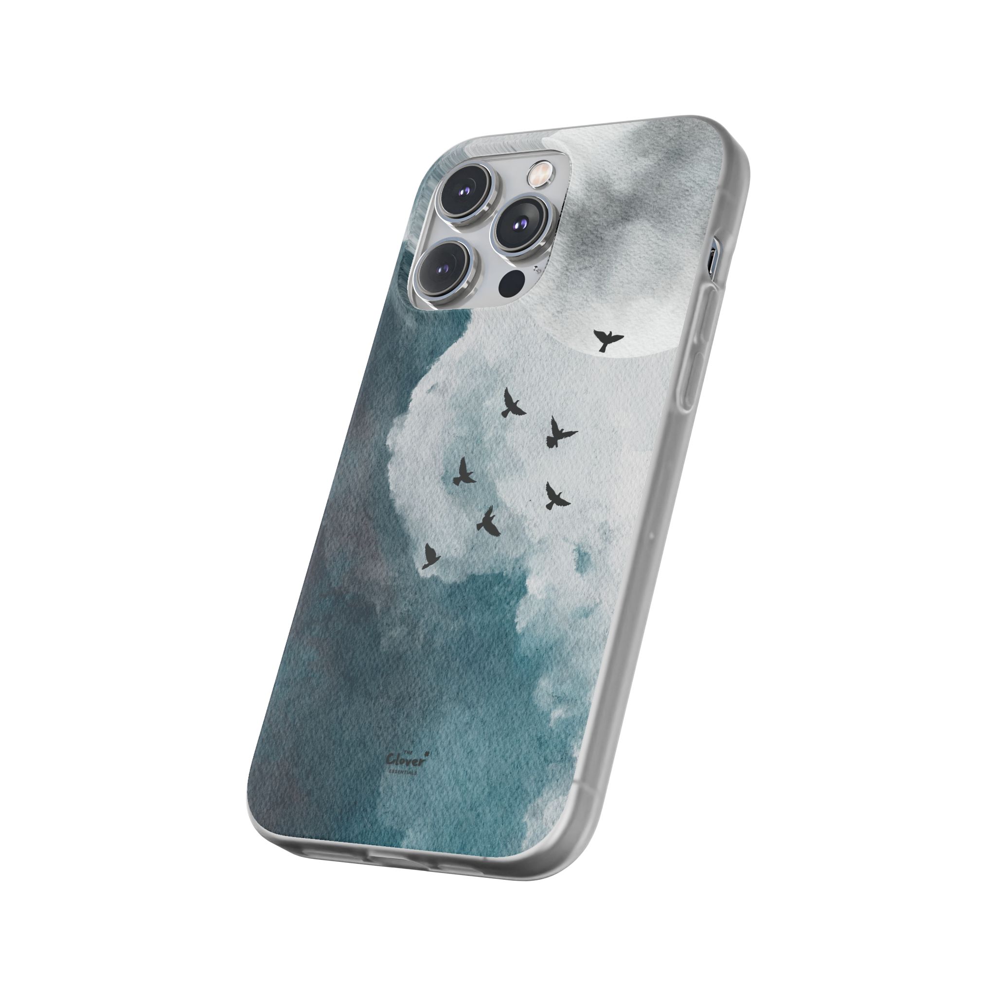 Enchanting Moon & Birds Flexi Case - Watercolor Sky Design - Image 159