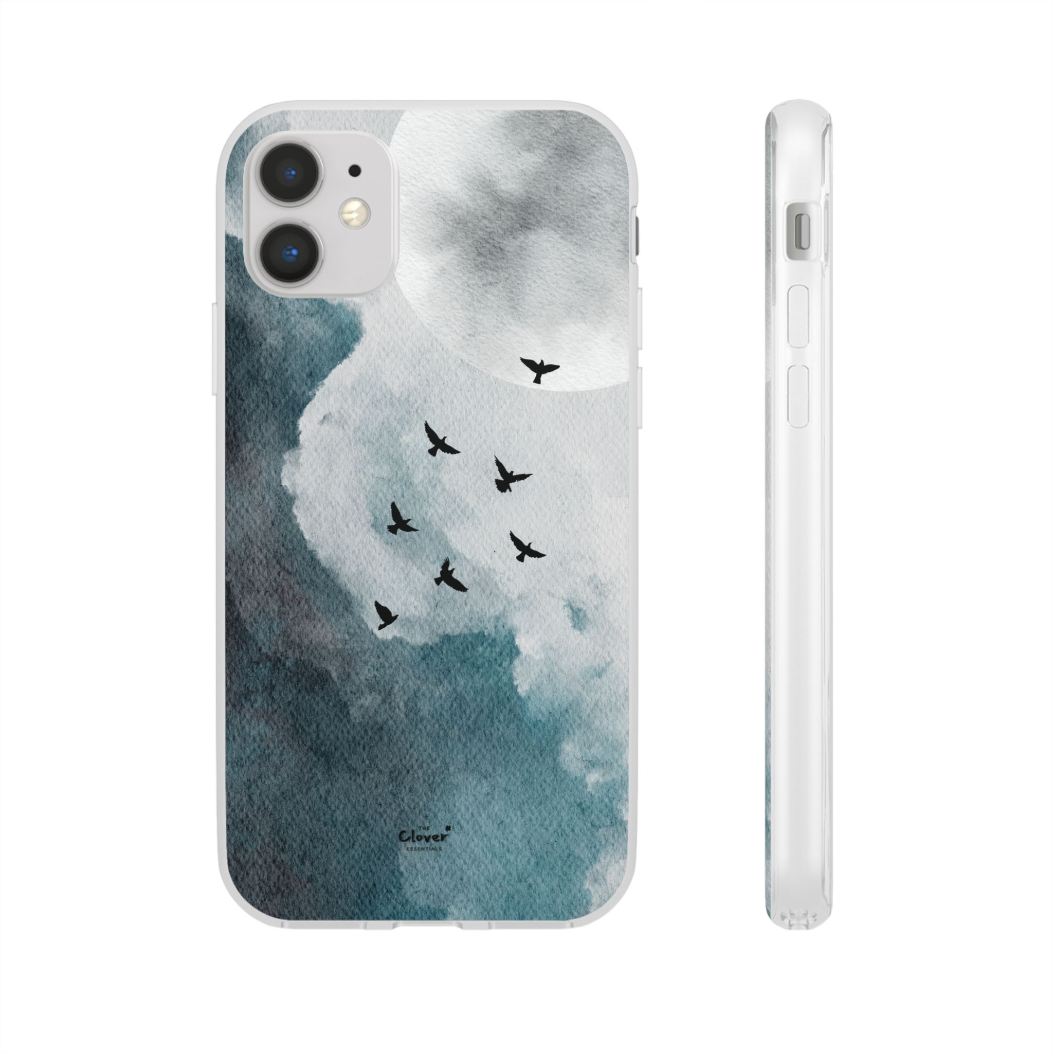 Enchanting Moon & Birds Flexi Case - Watercolor Sky Design - Image 13