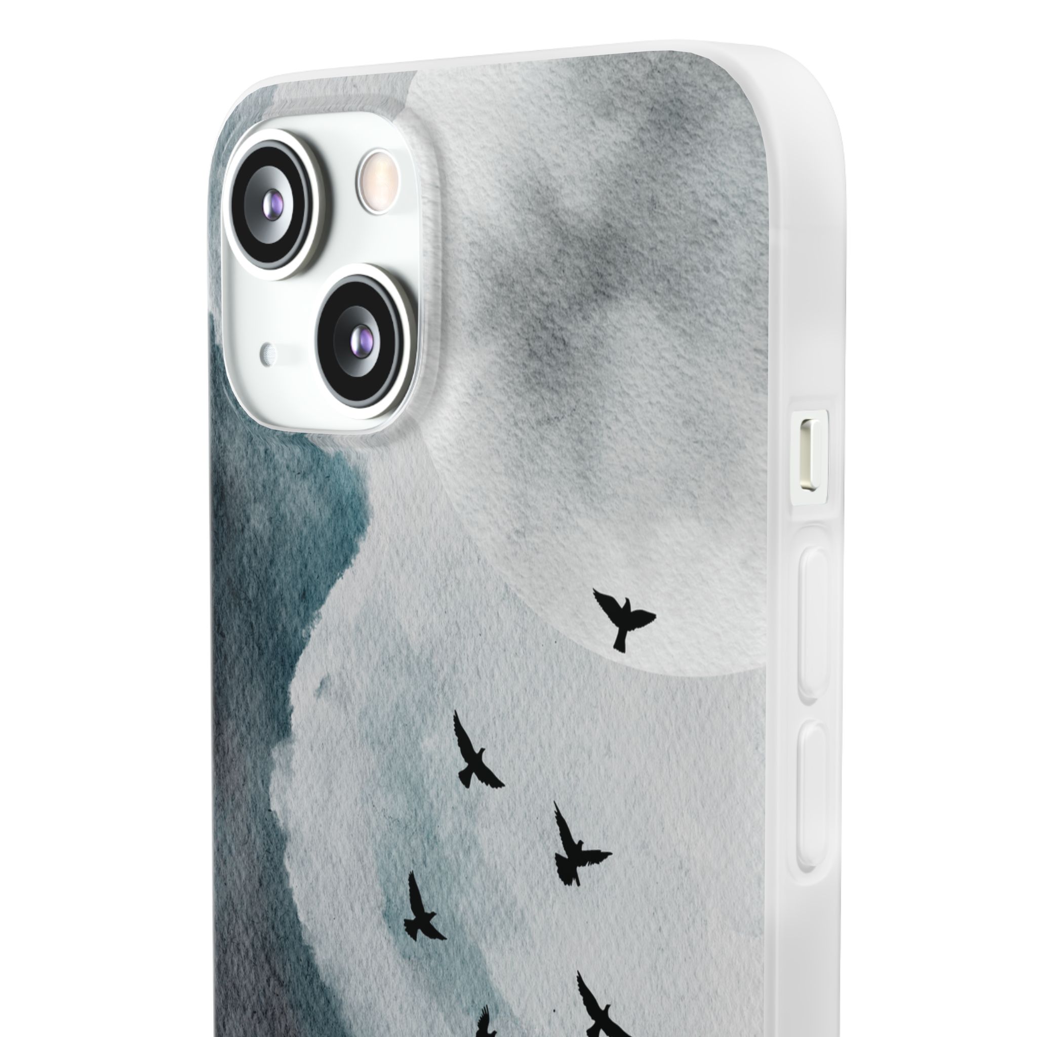 Enchanting Moon & Birds Flexi Case - Watercolor Sky Design - Image 99