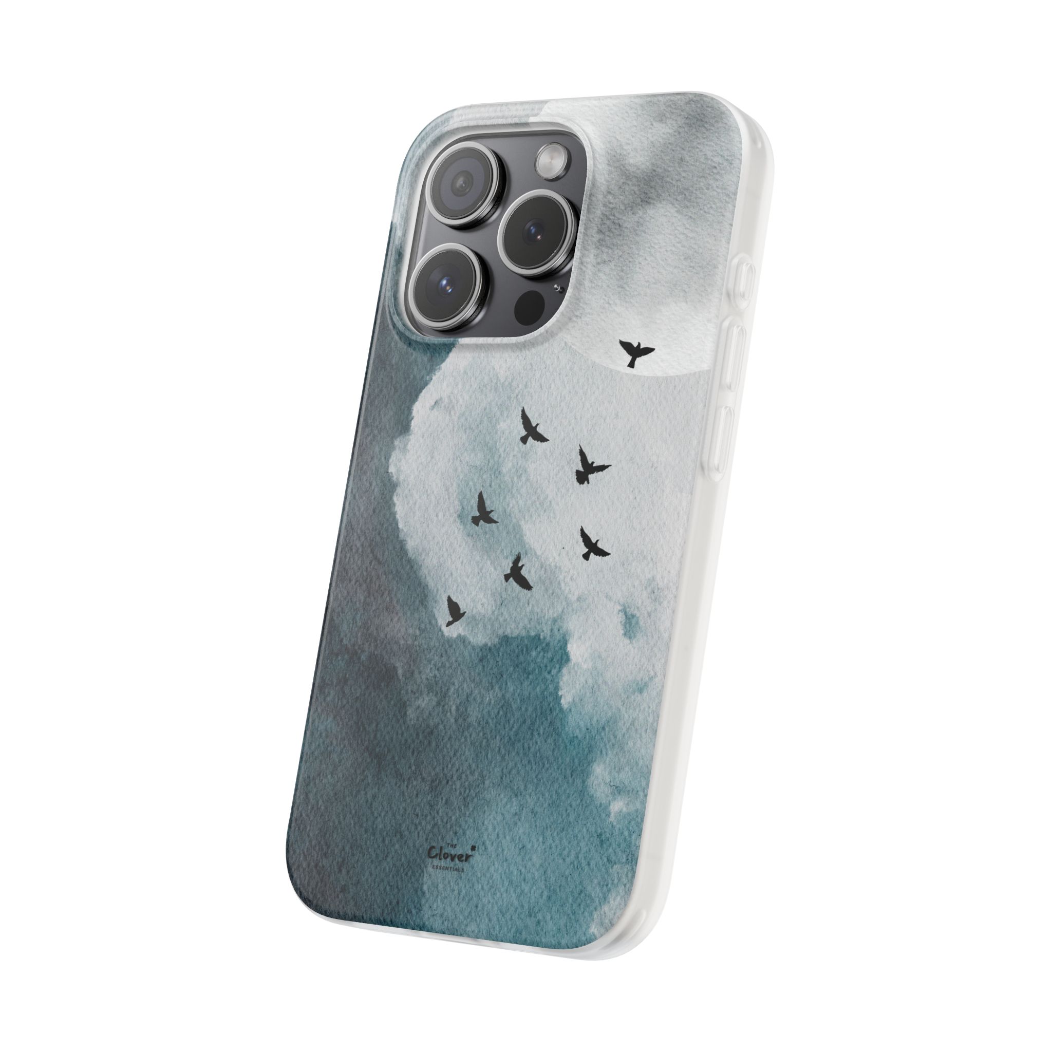 Enchanting Moon & Birds Flexi Case - Watercolor Sky Design - Image 205