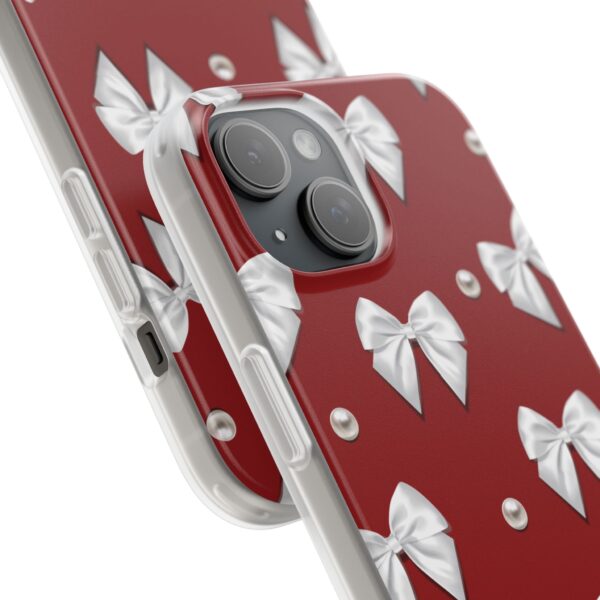 Flexi Case - Elegant Pearl & Bow Red Flexi Case - Holiday Gift for Fashion Lovers - Image 197