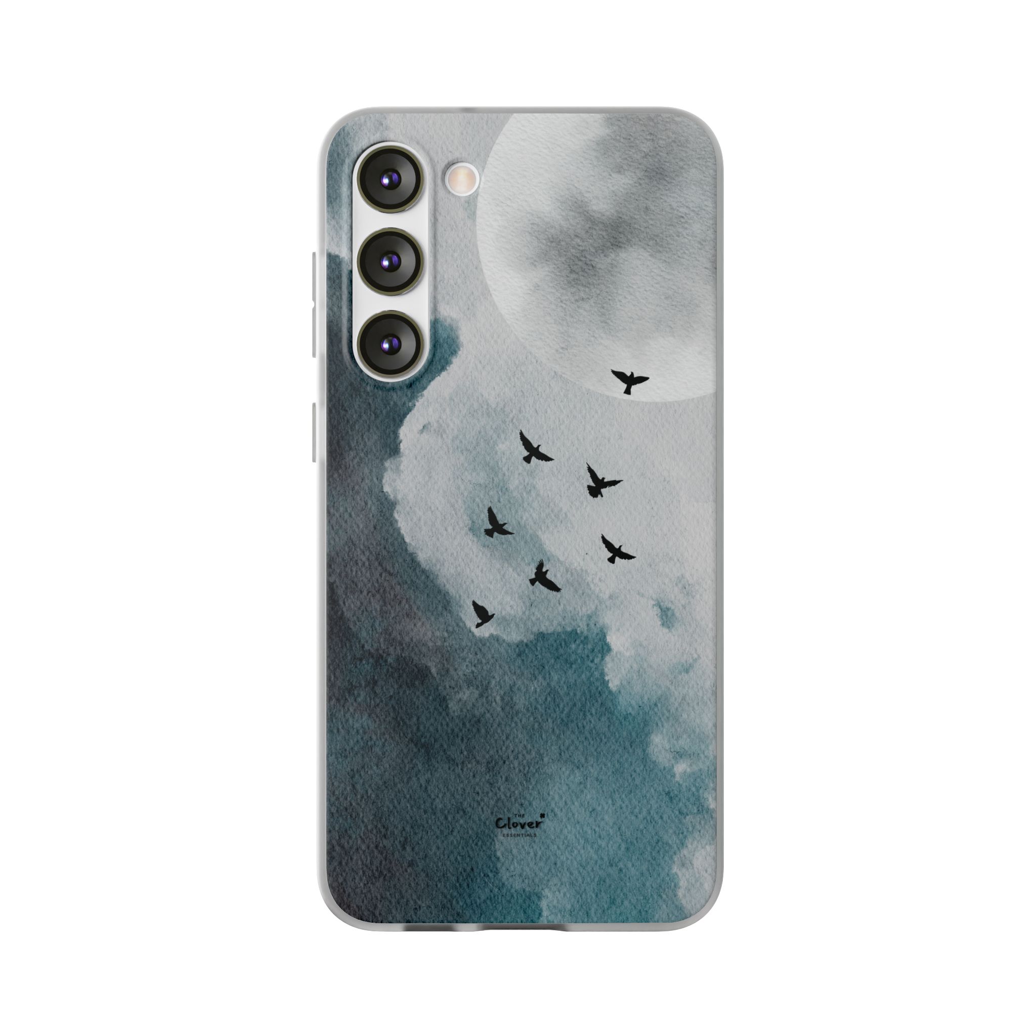 Enchanting Moon & Birds Flexi Case - Watercolor Sky Design - Image 164