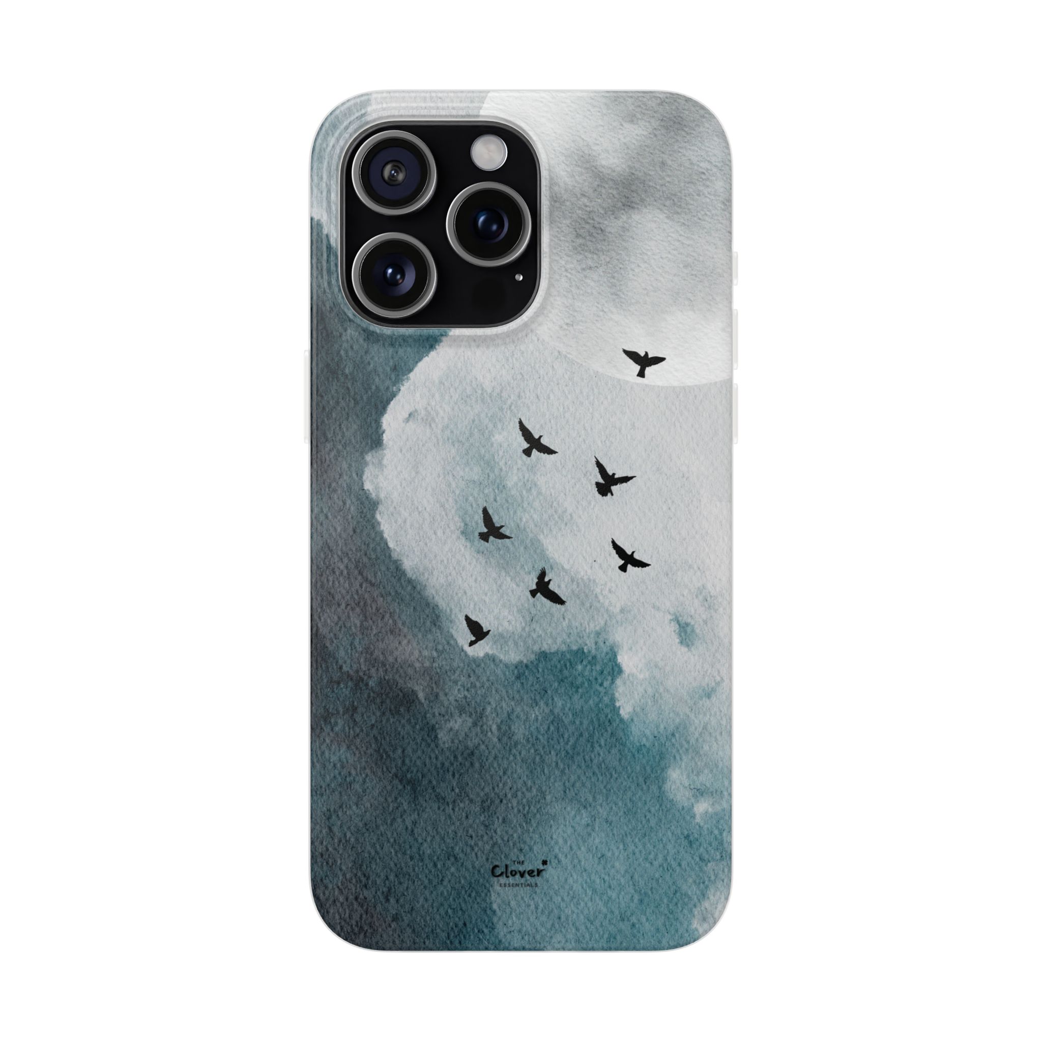 Enchanting Moon & Birds Flexi Case - Watercolor Sky Design - Image 228