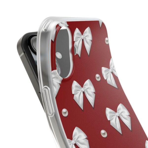 Flexi Case - Elegant Pearl & Bow Red Flexi Case - Holiday Gift for Fashion Lovers - Image 219
