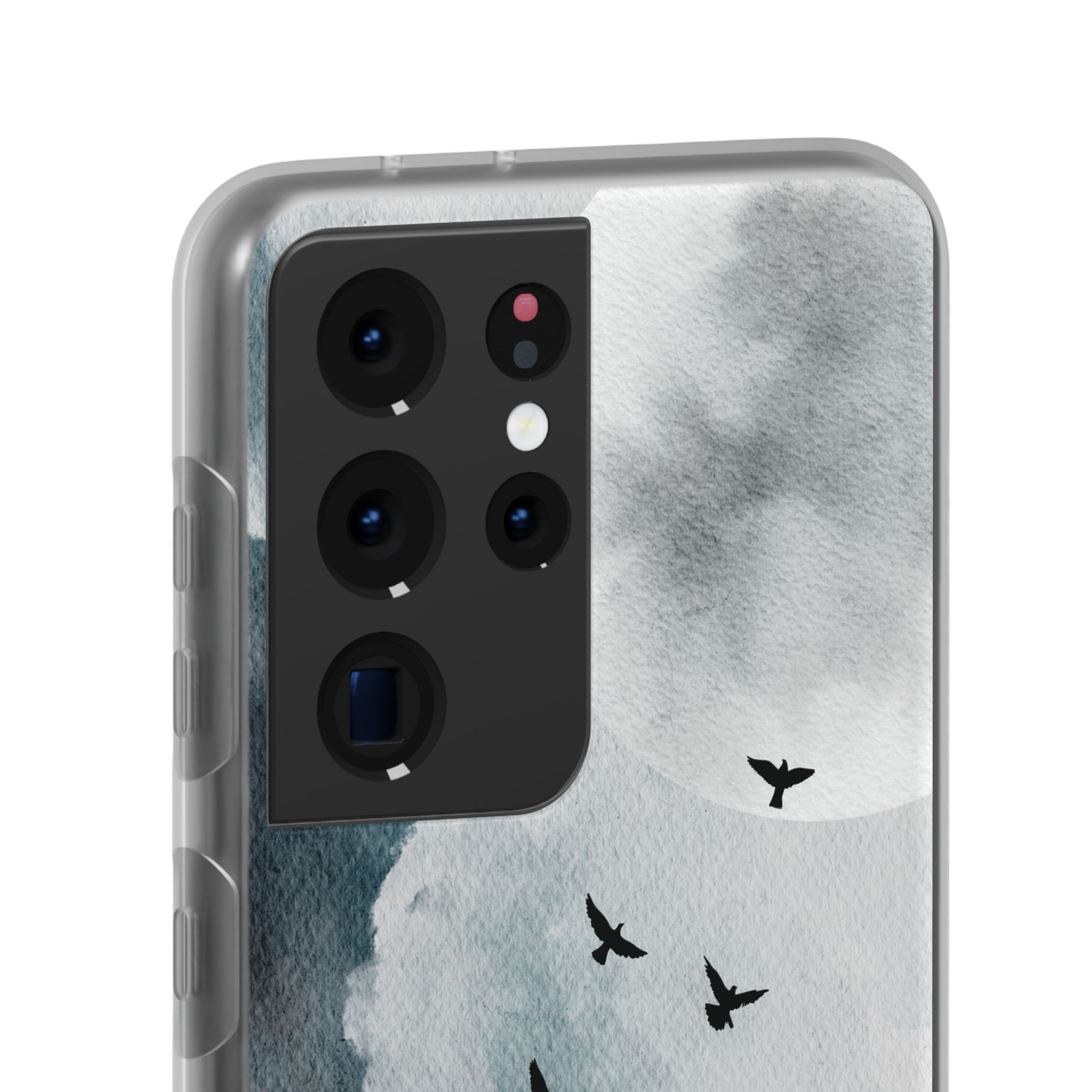 Enchanting Moon & Birds Flexi Case - Watercolor Sky Design - Image 109