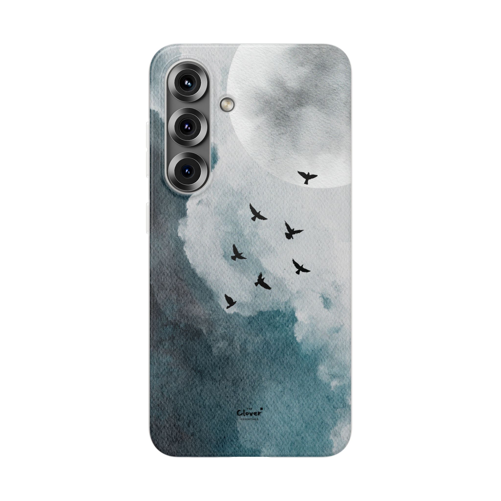 Enchanting Moon & Birds Flexi Case - Watercolor Sky Design - Image 241