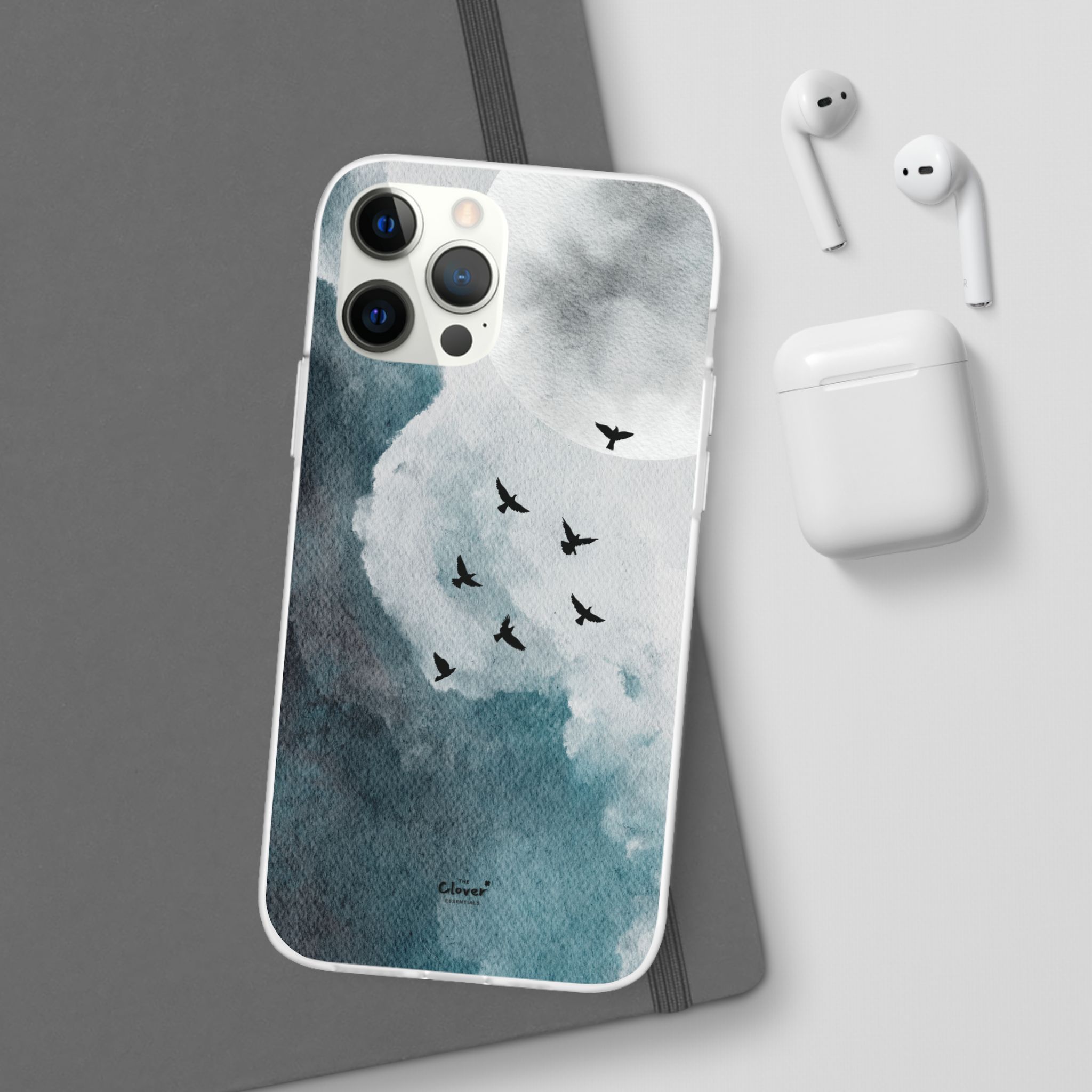 Enchanting Moon & Birds Flexi Case - Watercolor Sky Design - Image 30