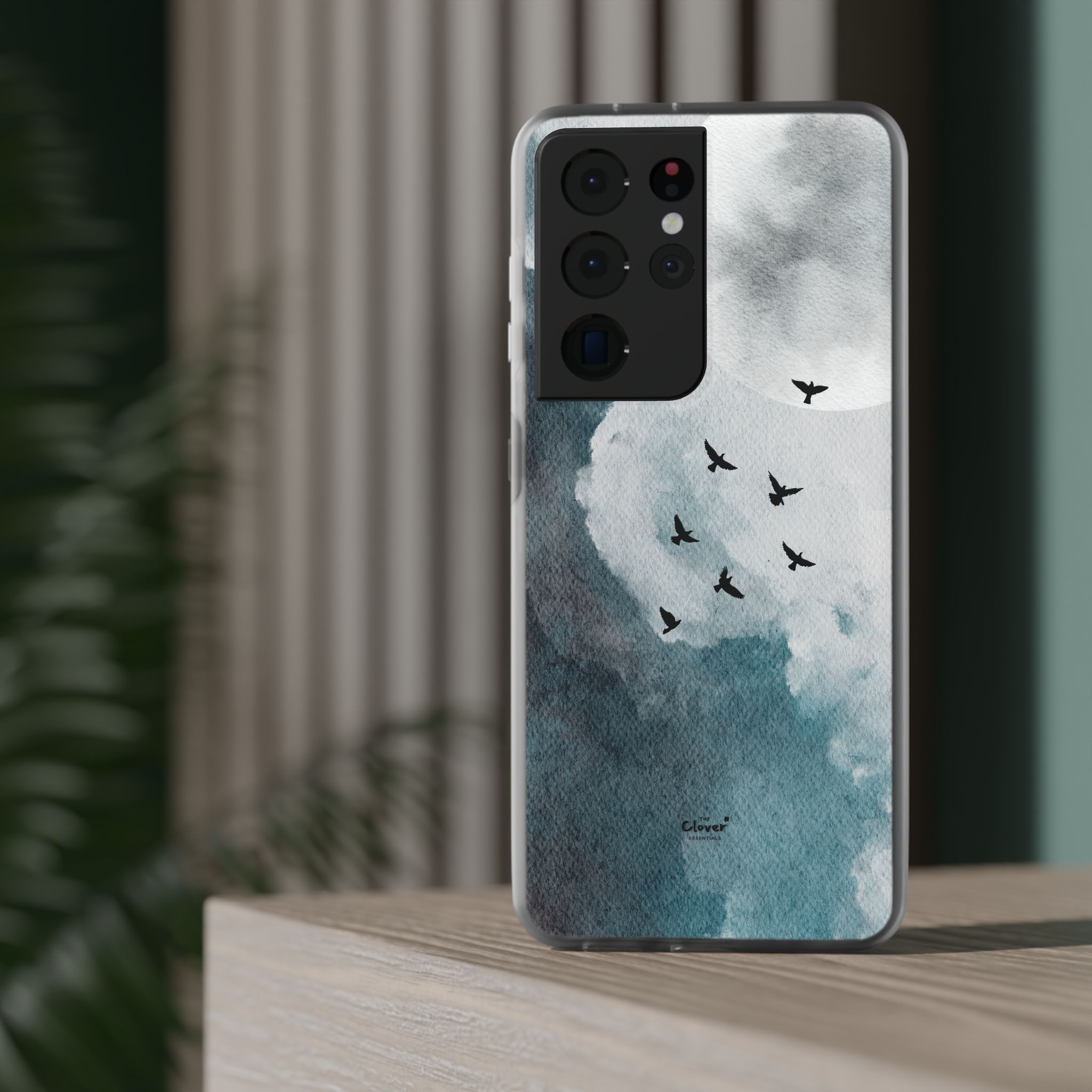 Enchanting Moon & Birds Flexi Case - Watercolor Sky Design - Image 121