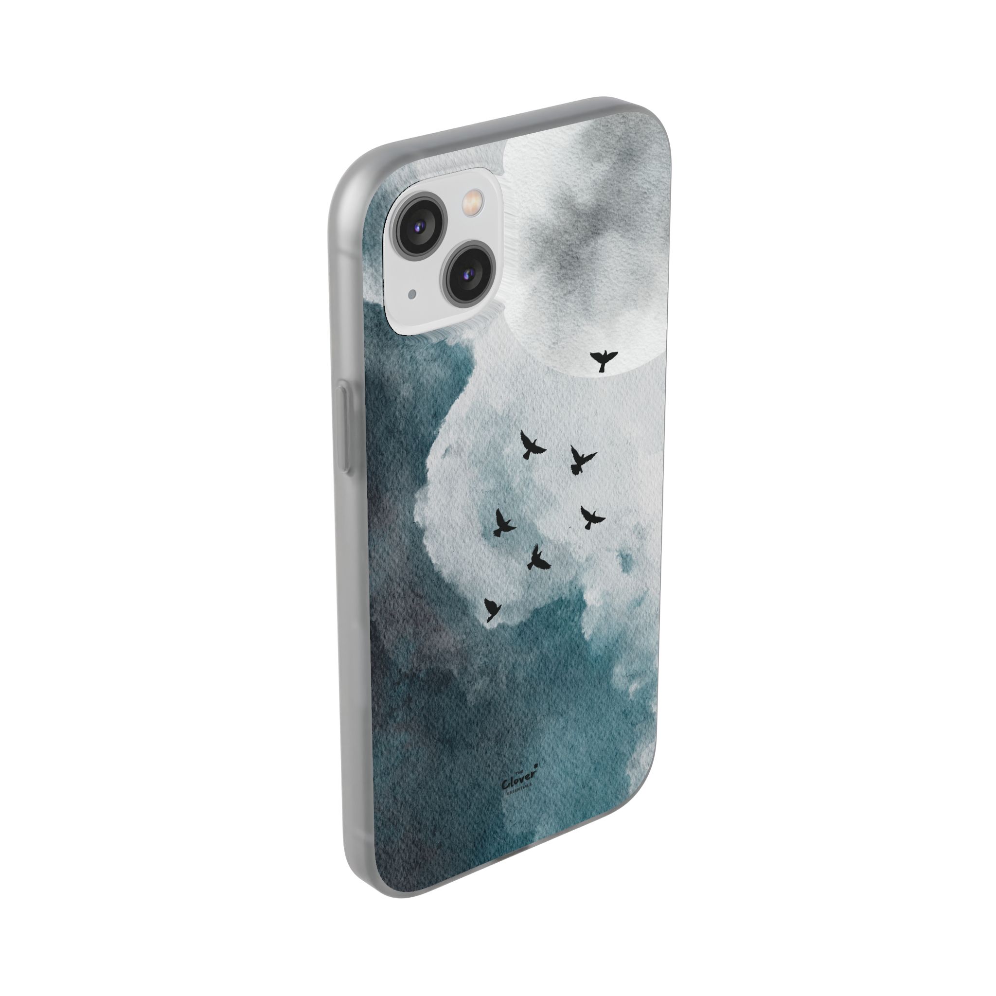Enchanting Moon & Birds Flexi Case - Watercolor Sky Design - Image 182
