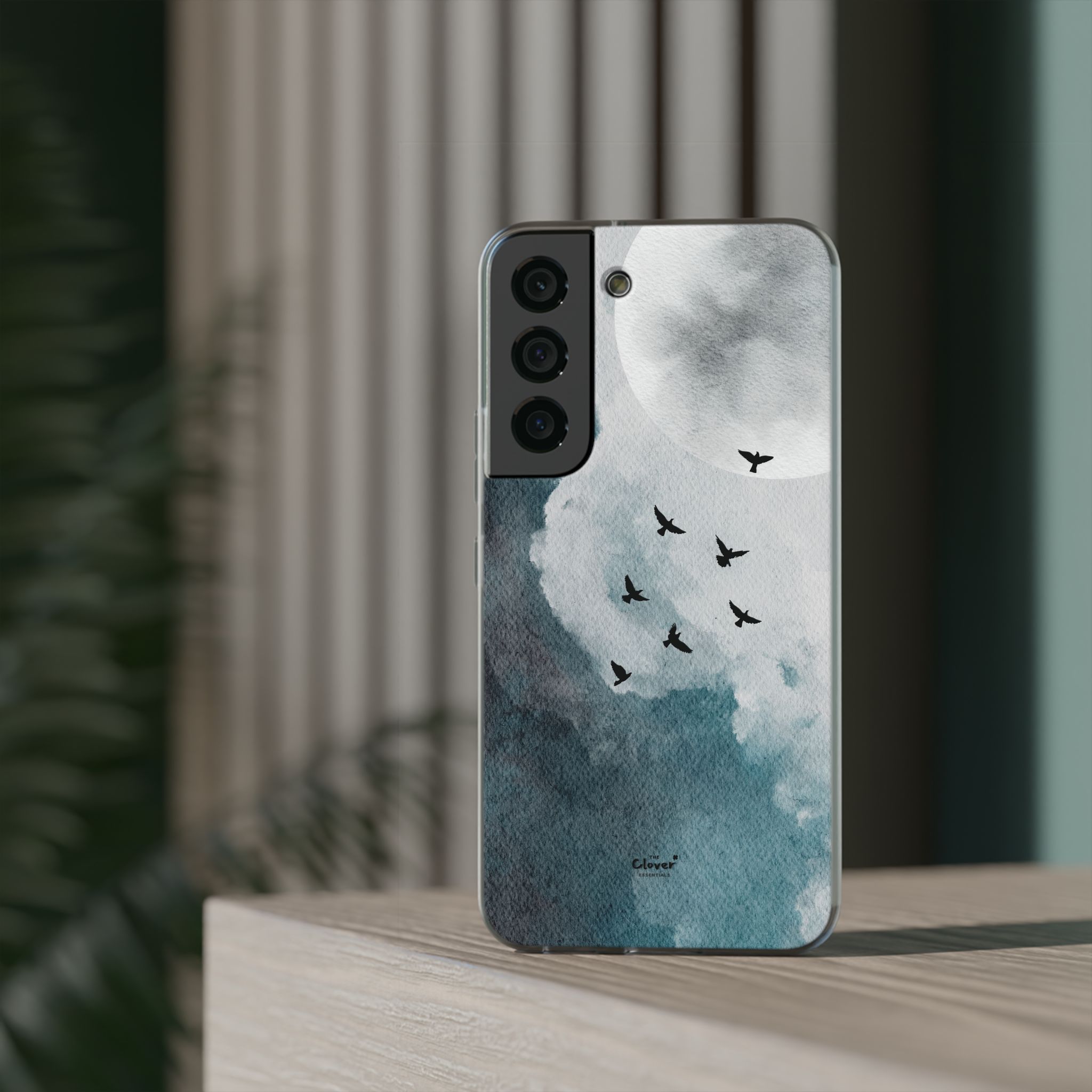 Enchanting Moon & Birds Flexi Case - Watercolor Sky Design - Image 125