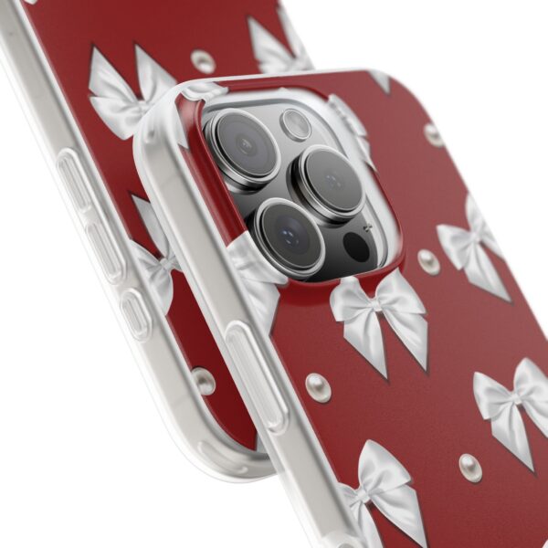 Flexi Case - Elegant Pearl & Bow Red Flexi Case - Holiday Gift for Fashion Lovers - Image 212