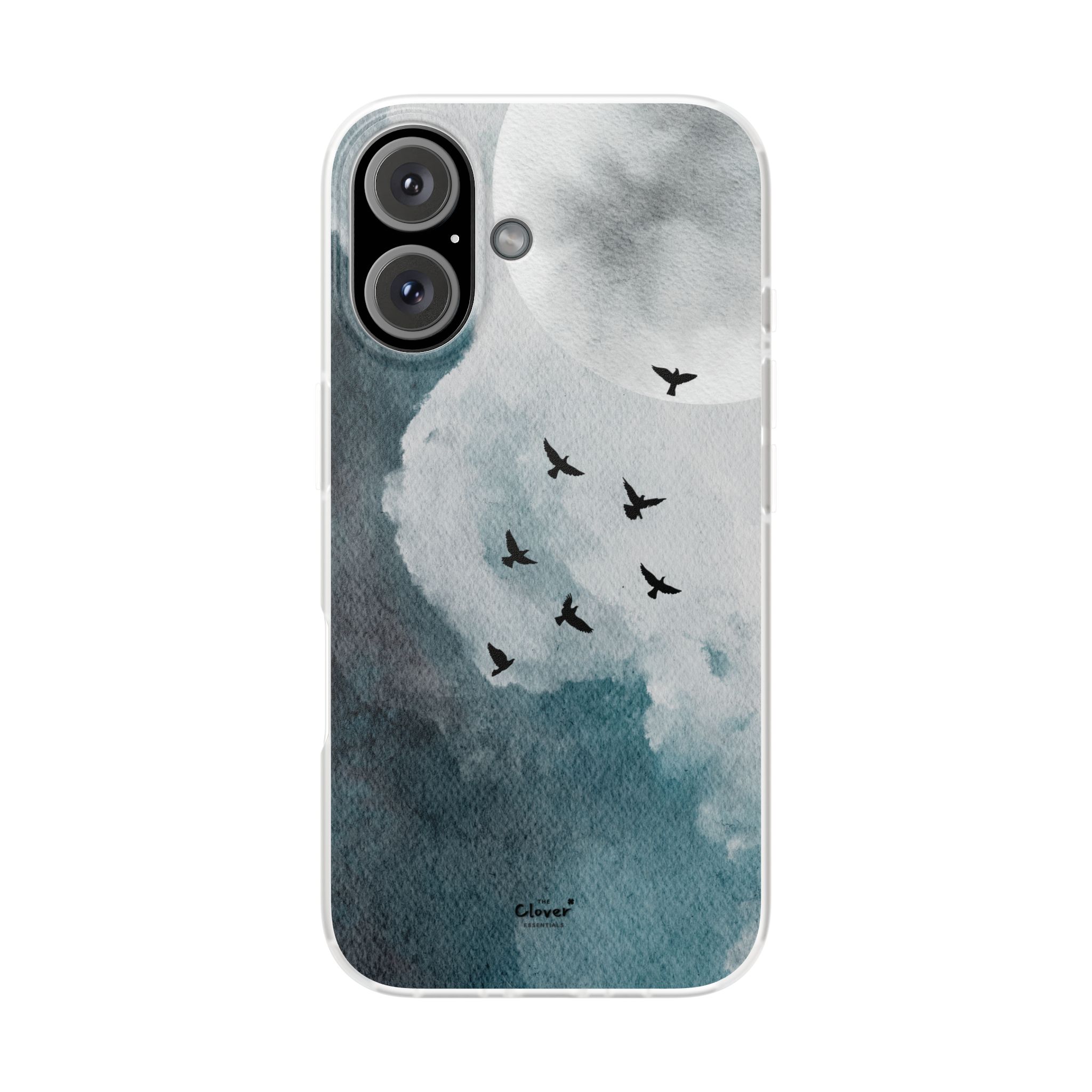 Enchanting Moon & Birds Flexi Case - Watercolor Sky Design - Image 235