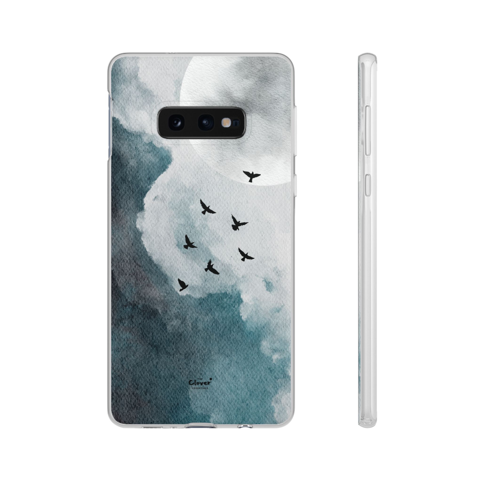 Enchanting Moon & Birds Flexi Case - Watercolor Sky Design - Image 7