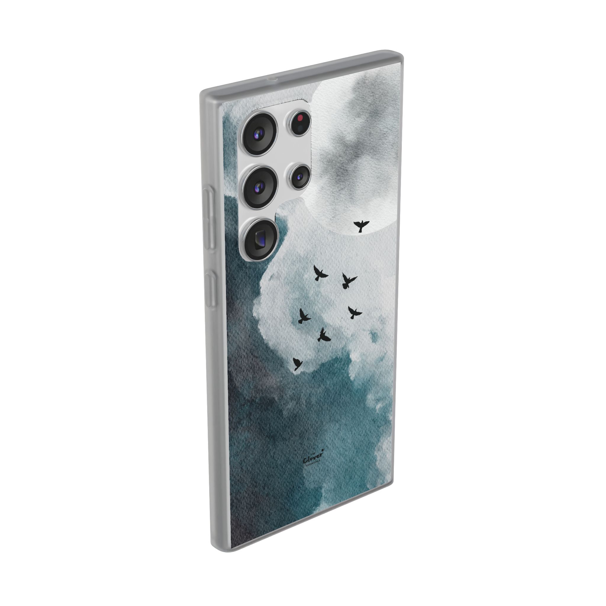 Enchanting Moon & Birds Flexi Case - Watercolor Sky Design - Image 198