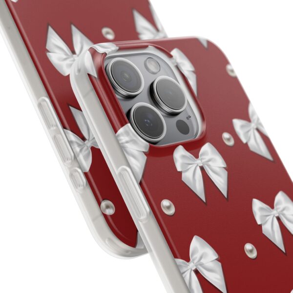 Flexi Case - Elegant Pearl & Bow Red Flexi Case - Holiday Gift for Fashion Lovers - Image 193