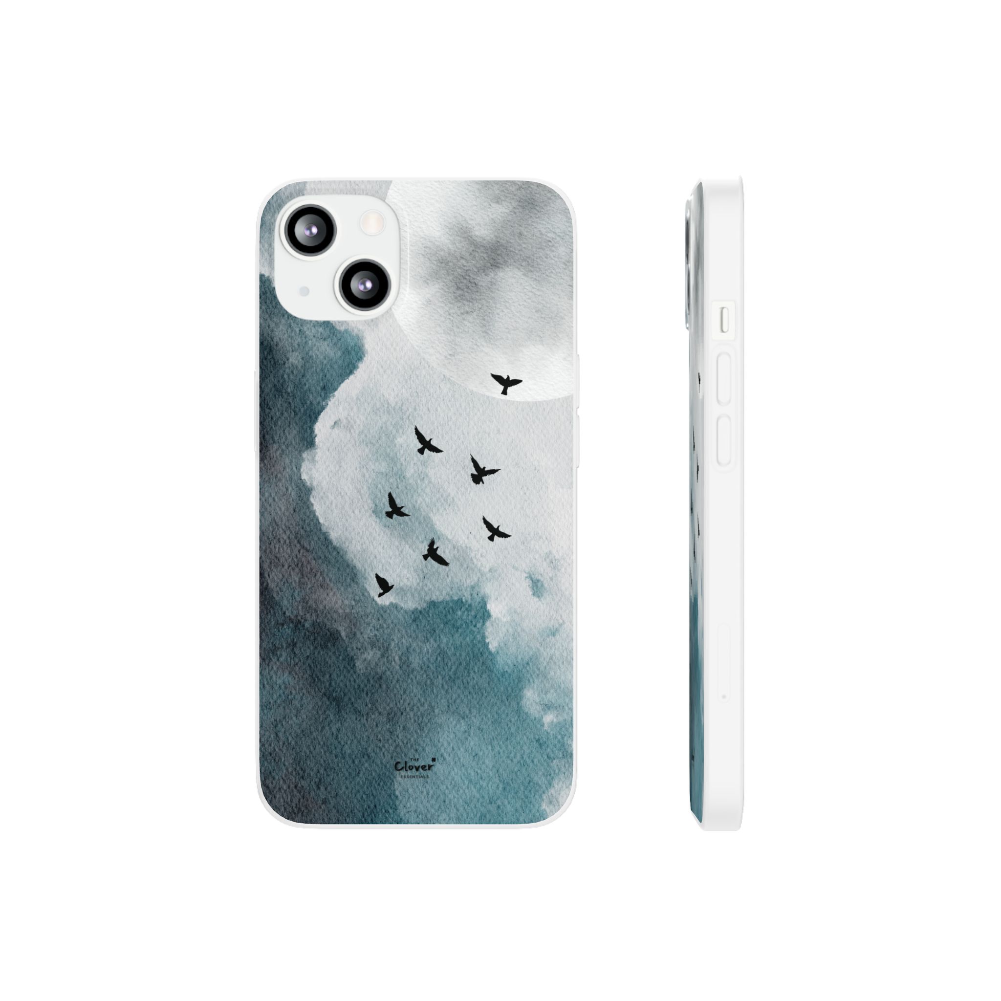 Enchanting Moon & Birds Flexi Case - Watercolor Sky Design - Image 98