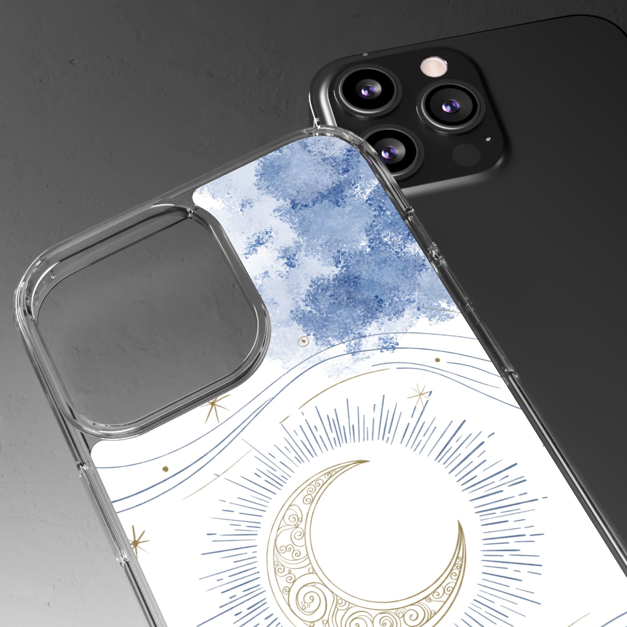 Celestial Flow – Moonlight Magic Clear Phone Case - Image 2