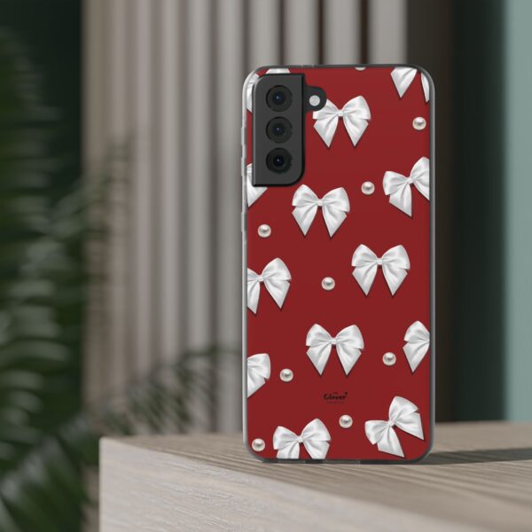 Flexi Case - Elegant Pearl & Bow Red Flexi Case - Holiday Gift for Fashion Lovers - Image 86
